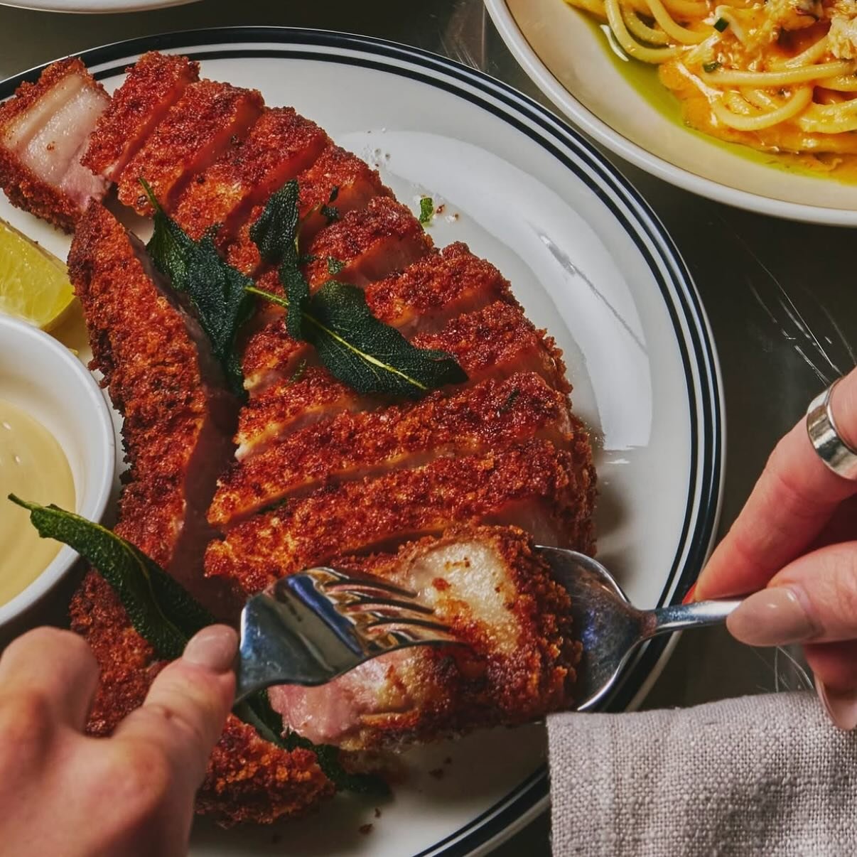Happy first birthday (in Darlo) to @ciaofabbrica 🎉😘 To celebrate, a few cult classics are back on the menu this week only! Book on their website to experience the divine cotoletta and chill crab tonnarelli plus much more!