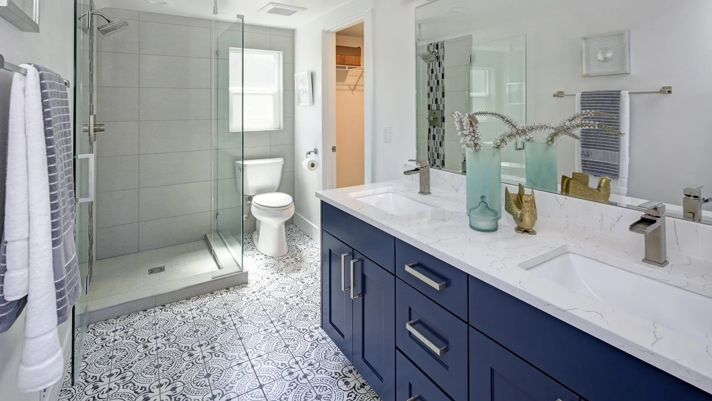 Walk-in shower in a bathroom remodel by Dunlap Remodeling