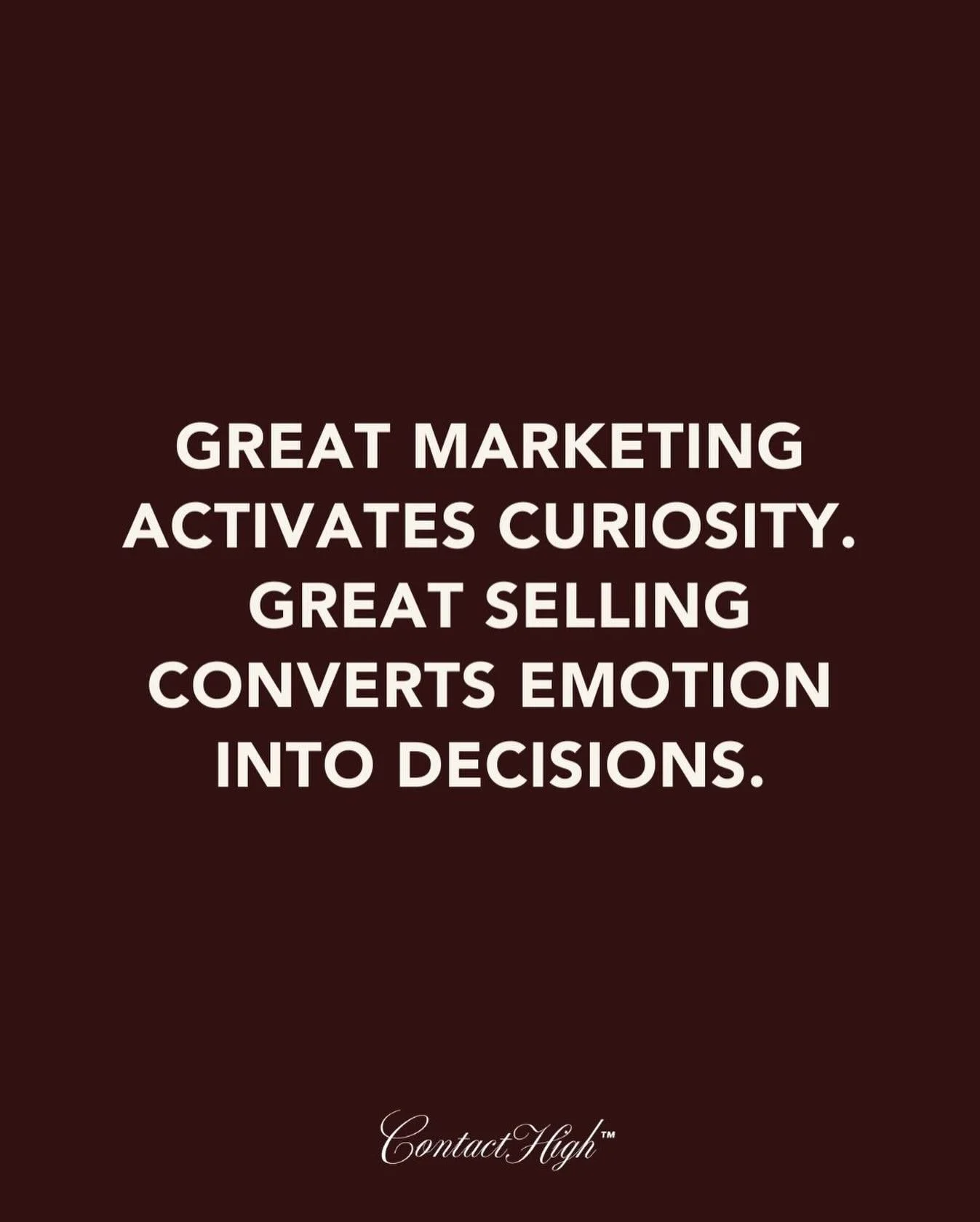 You can&rsquo;t be good at marketing and not good at selling. 

And you can&rsquo;t be a closer if your marketing blows. 

And neither even matters if your brand isn&rsquo;t solid. 

Just some food for thought as you scroll today&hellip;

Xx,
s