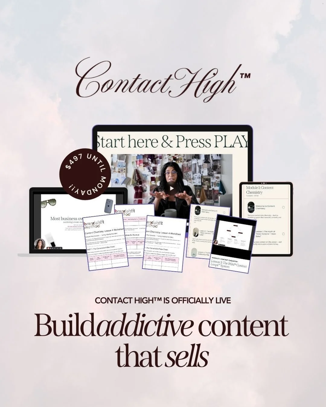 I didn&rsquo;t grow because I learned to post more.

I grew because I stopped creating like the version of me hoping to be seen&hellip;

and started creating content like the woman who already is.

This is what you&rsquo;ll learn in Contact High. 

Y