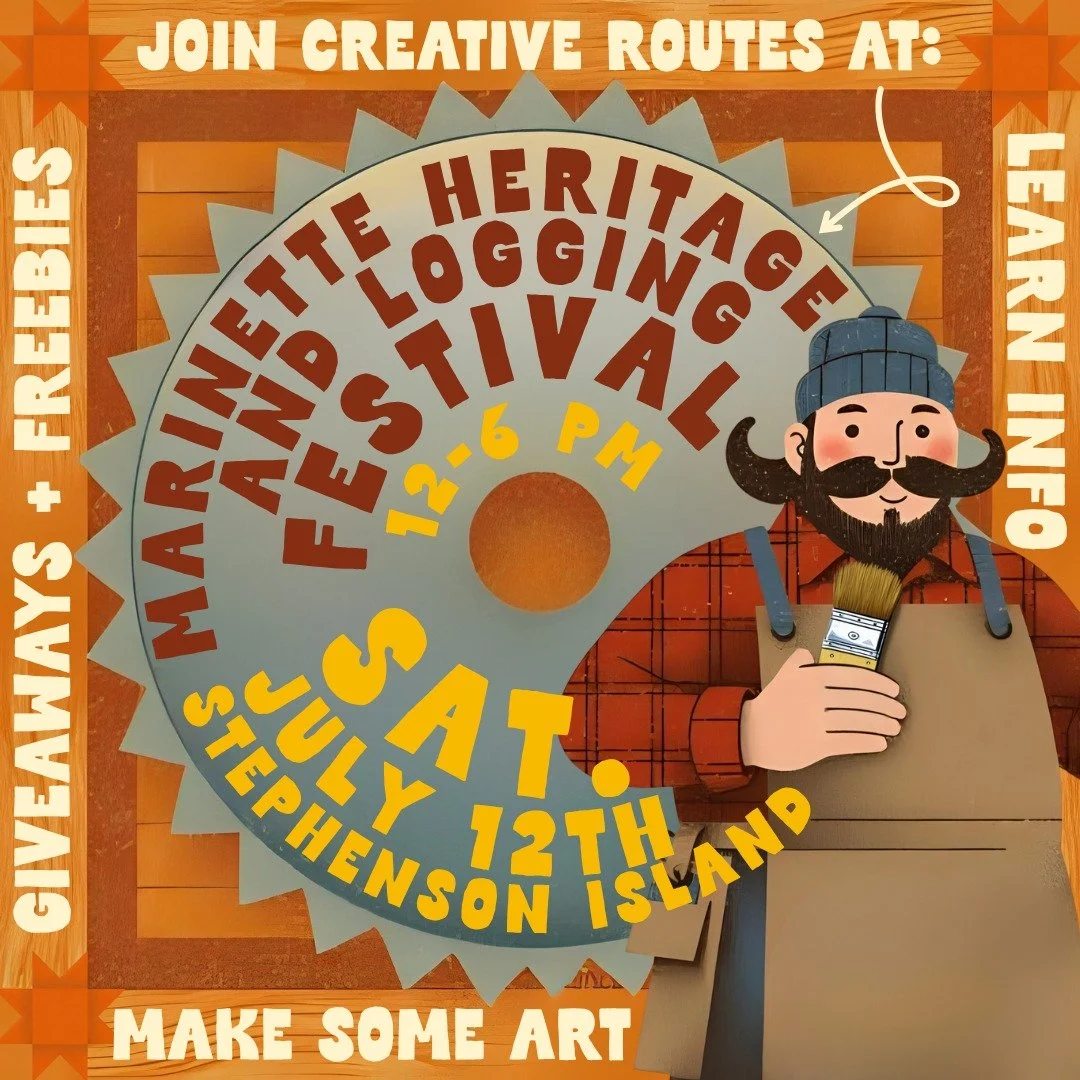✨ We&rsquo;re stumped with excitement&mdash;TOMORROW&rsquo;S THE DAY! 🎨🌲

Creative Routes is branching out to the Marinette Heritage &amp; Logging Festival this Saturday, July 12th from 12&ndash;6 PM on Stephenson Island!

🖌️ Come carve out some t
