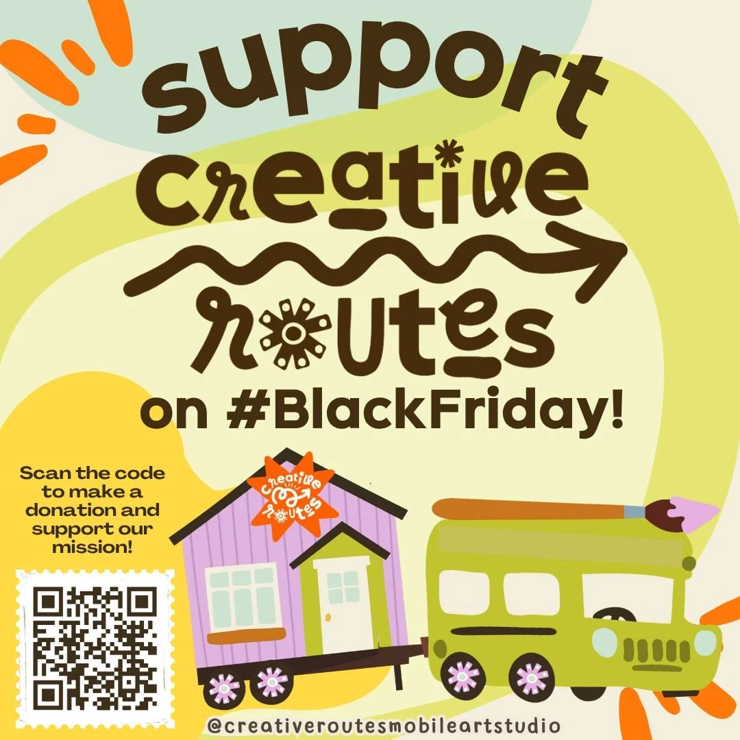 🌑 Black Friday is Here!

Consider supporting us this #BlackFriday!
Your generosity helps keep community art-making accessible for people of all ages.

How You Can Help:
🖍️ Donate new or gently used art supplies &rarr; CHECK OUT OUR WISHLIST
💛 Make