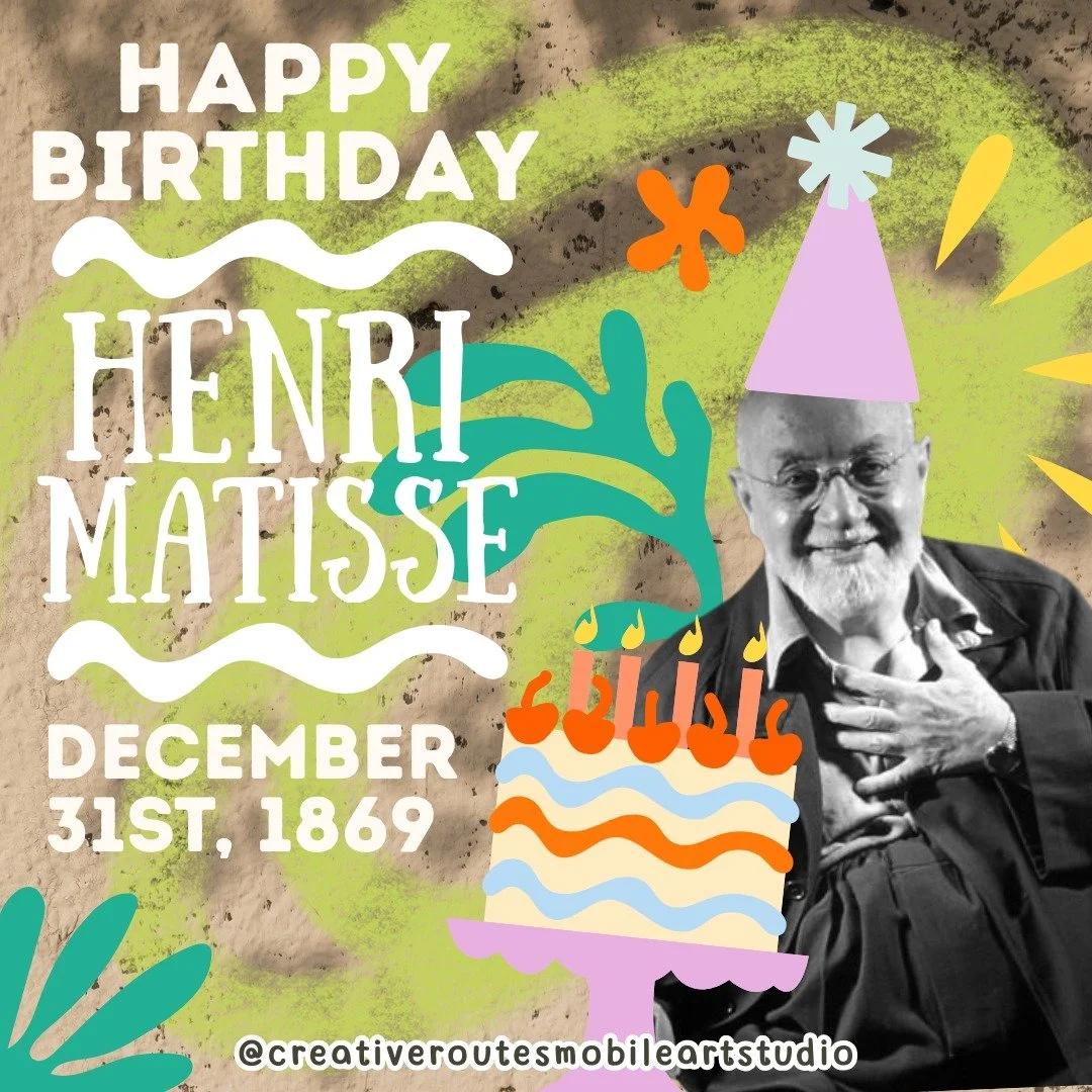 🎨✨ Happy Birthday to Henri Matisse, born on December 31, 1869!

Matisse is celebrated for his bold use of color, dynamic compositions, and his role as a leader of the Fauvist movement. His work, from vibrant paintings to intricate cut-paper collages