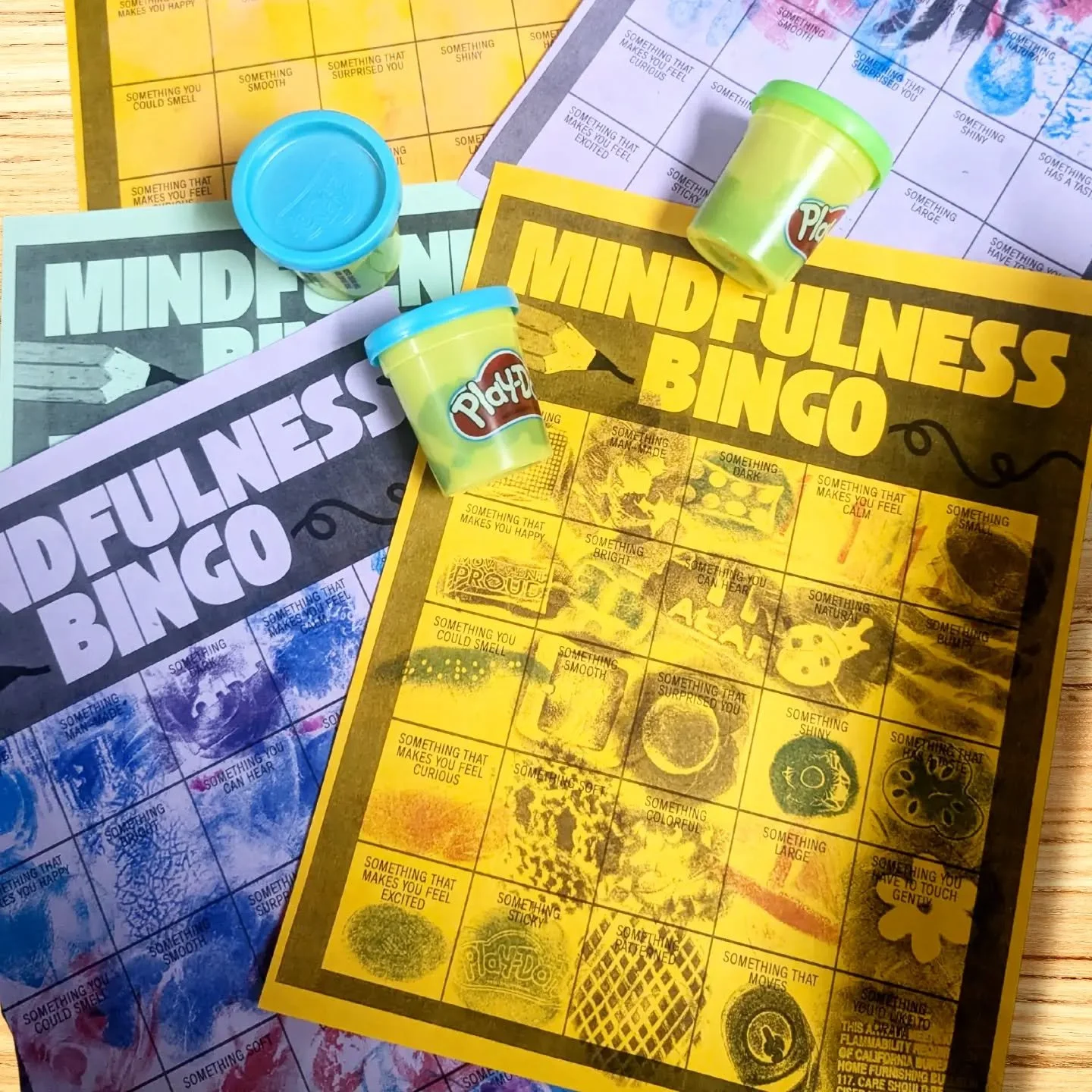 Last week at Creative Clubhouse we mixed play, creativity, and a little bit of mindfulness magic ✨🎨 We played BINGO&mdash;but with a twist! Each participant received a bingo card and a tub of play dough, then set off exploring the clubhouse to colle