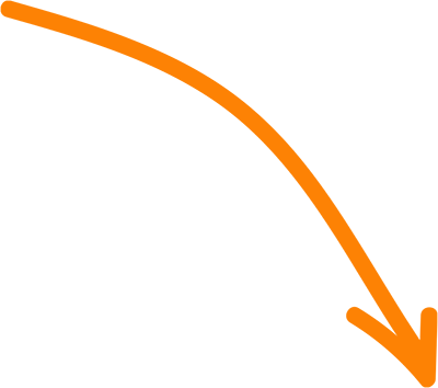 An orange arrow pointing downward with a curved tail.