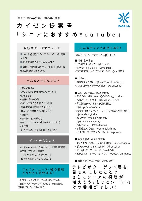 2025年5月号 『シニアにおすすめのYouTube番組教えて』