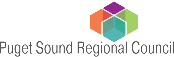 Puget Sound Regional Council logo featuring a multicolored hexagon.