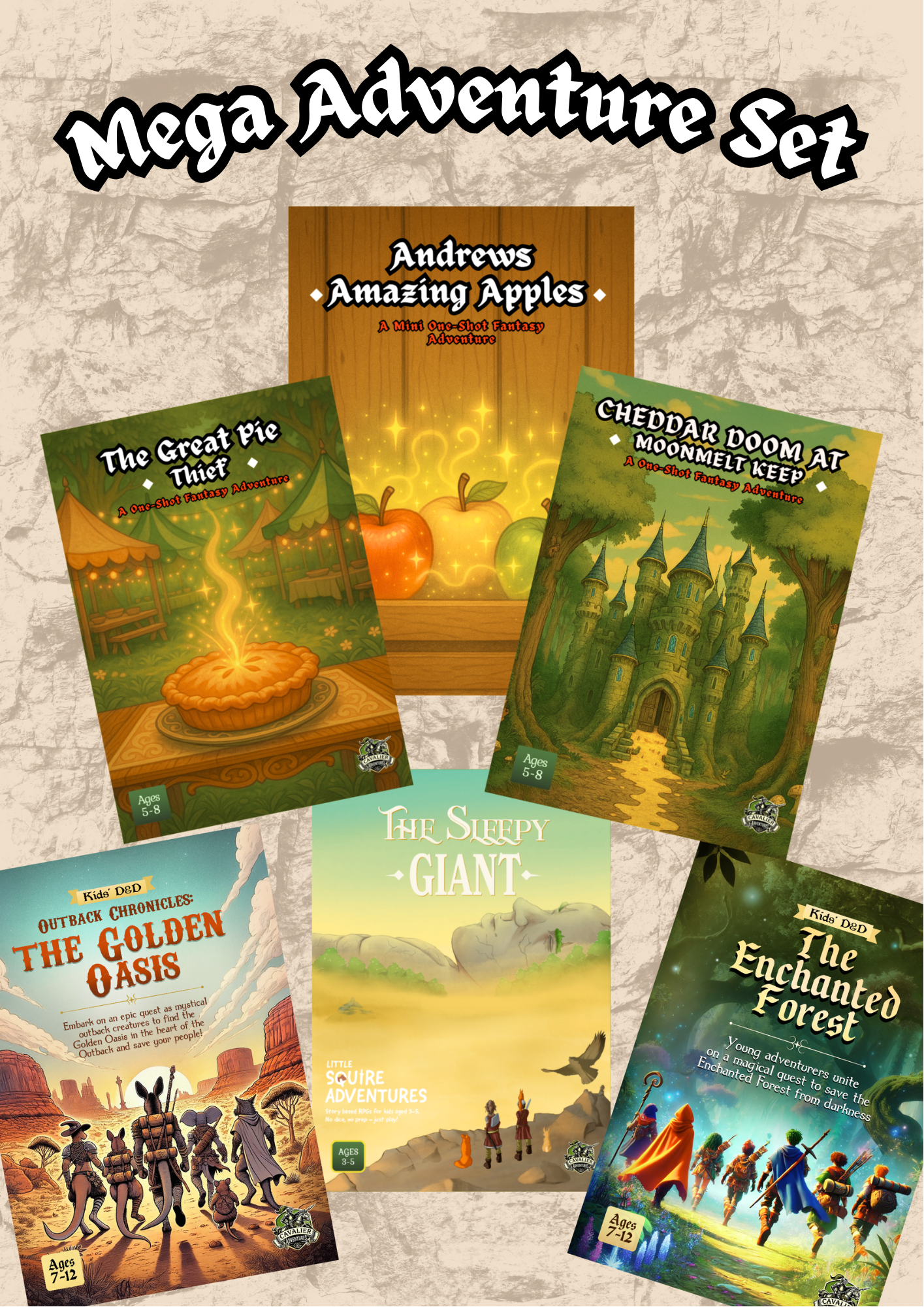 The Mega Adventure Set – 6x Simplified D&D Inspired Adventure for Kids
