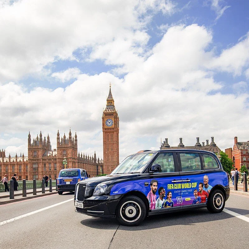 There&rsquo;s no shortage of excitement when a global sporting event like the @fifaclubworldcup is on TV. Taxi advertising and @daznfootball certainly capture the thrill of live sport together!