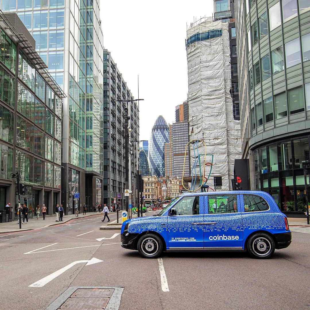 Taxi Advertising is an OOH format renowned for building trust and engagement. Taxis made perfect sense for an online cryptocurrency trading platform like @coinbase