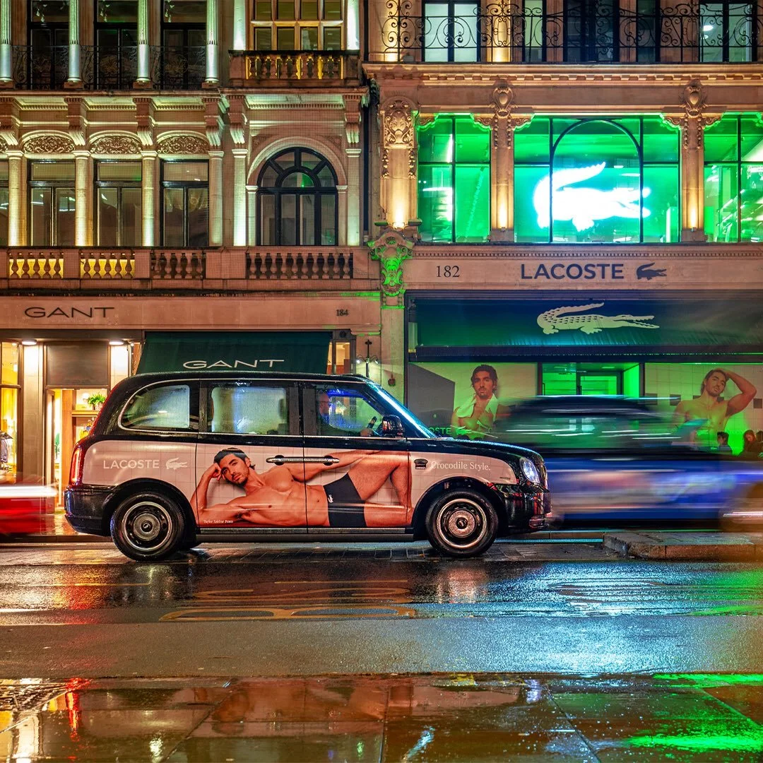 Premium sportswear brands like @lacoste understand how to capture attention in the move from centre court to the high street. With a little help from Taxi Advertising, the transition is made even easier!