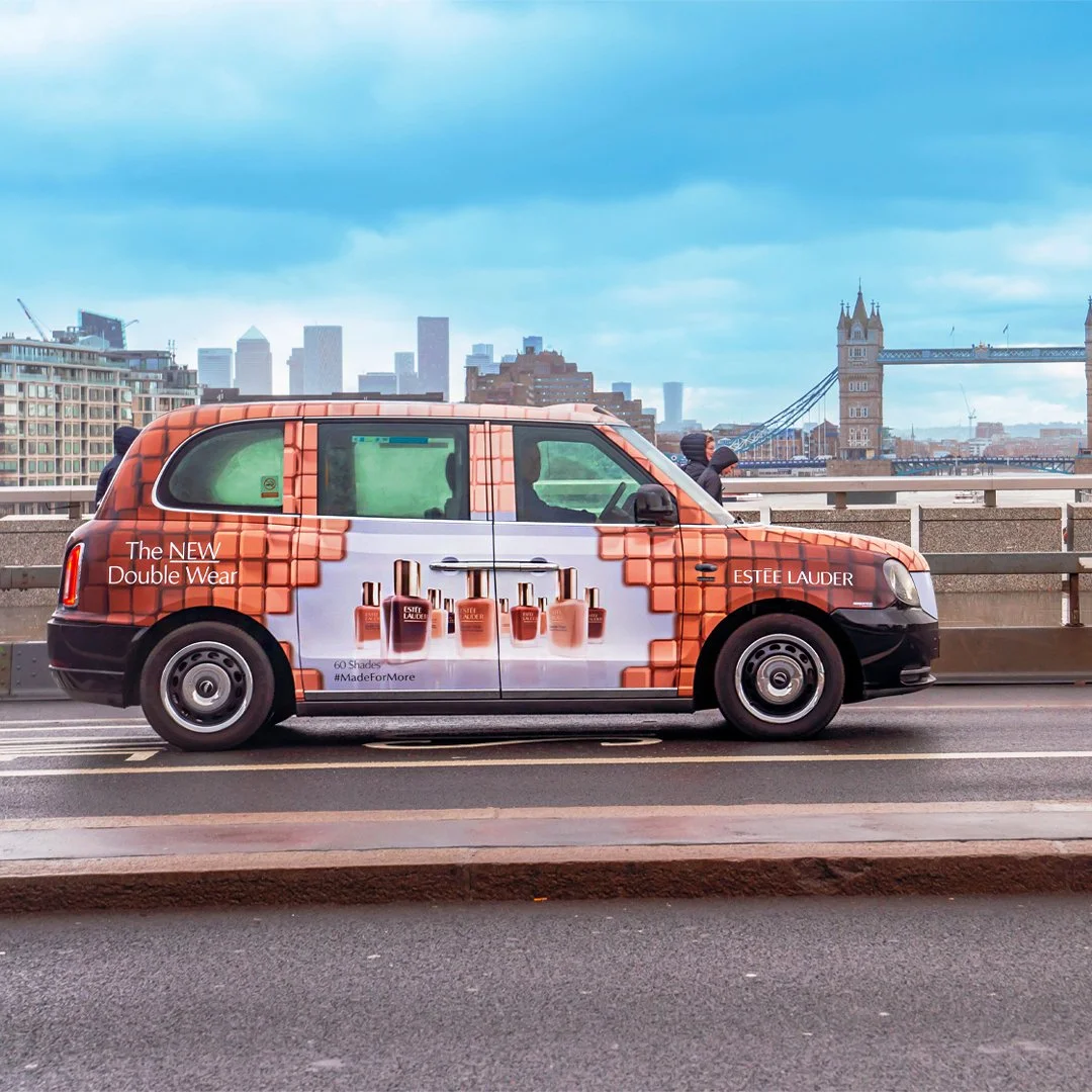 The new 'Double Wear' Foundation from @esteelauderuk is a long-lasting full-coverage foundation. For long-lasting campaign cover in premium locations, Taxi Advertising is the perfect fit.