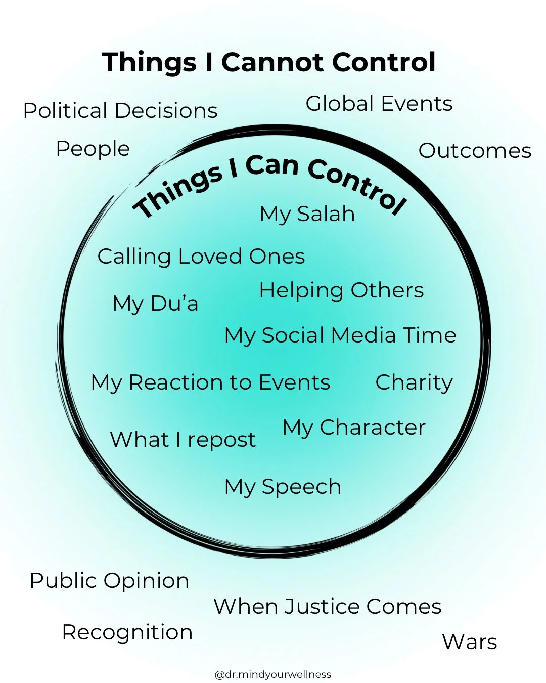 You were never meant to carry the world. Understand what you can control. 

We are in the middle of Ramadan, let&rsquo;s fine tune that external noise and double down on efforts. 

We are accountable for sincerity- not outcome. 
For Effort - not hist