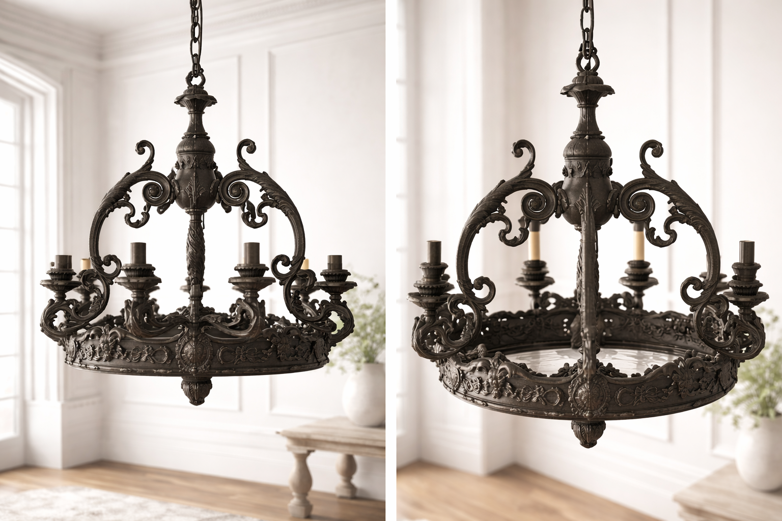 Candelabro antigo em ambiente elegante.png