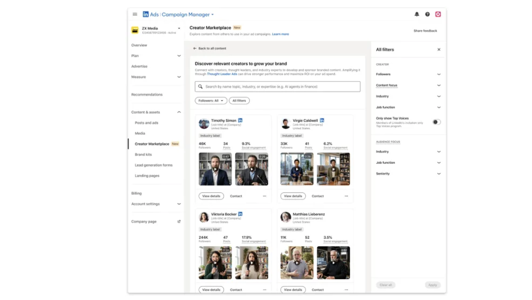 LinkedIn is testing a new search for B2B creators