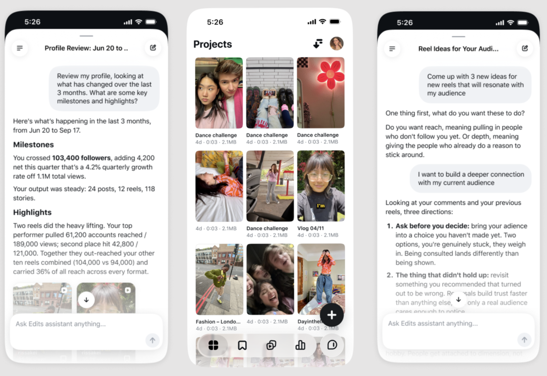Edits gets an AI assistant that reads your analytics