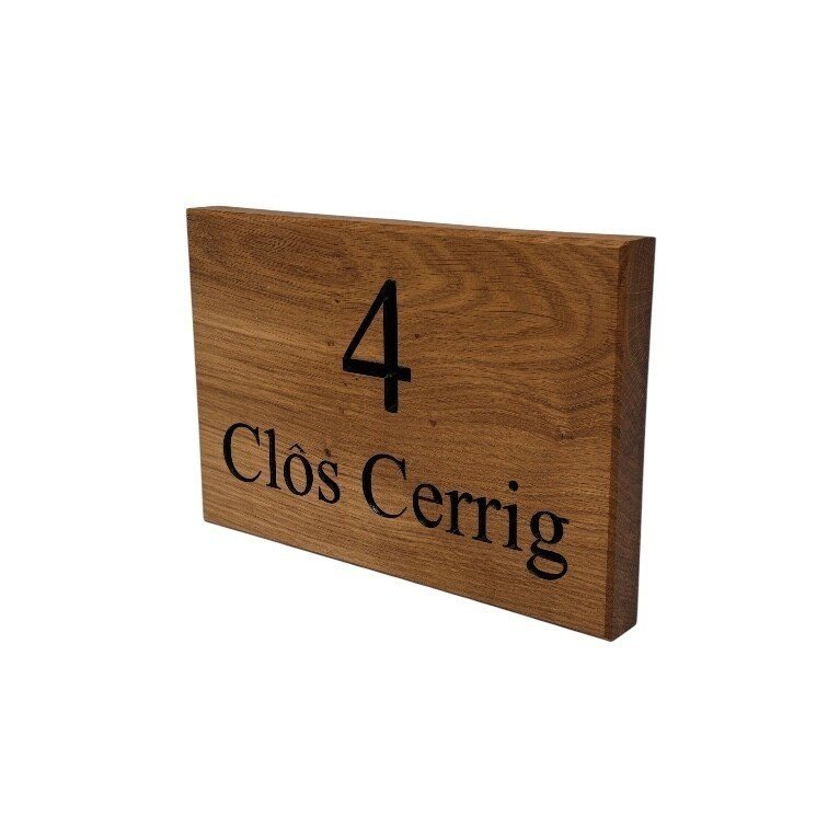 Oak-Rectangle-House-Sign-Black-Engraved-Text