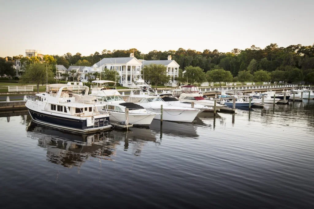 Boats at the marina at The Ford Field and River Club