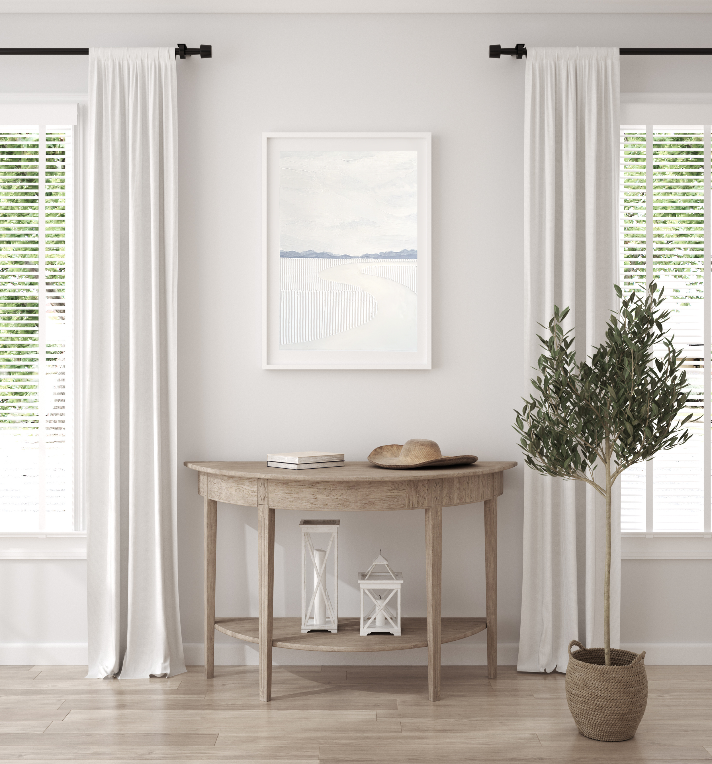 "Subtle Breeze on the Marsh" modern mix media painting in size 16x20in
