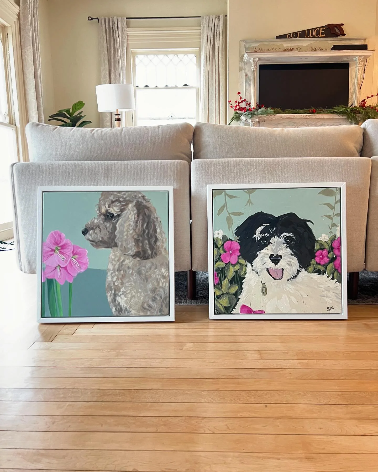 A doodley duo&hellip;.

#sheepadoodle #standardpoodle #dogportraits #dogpaintings #petpainting