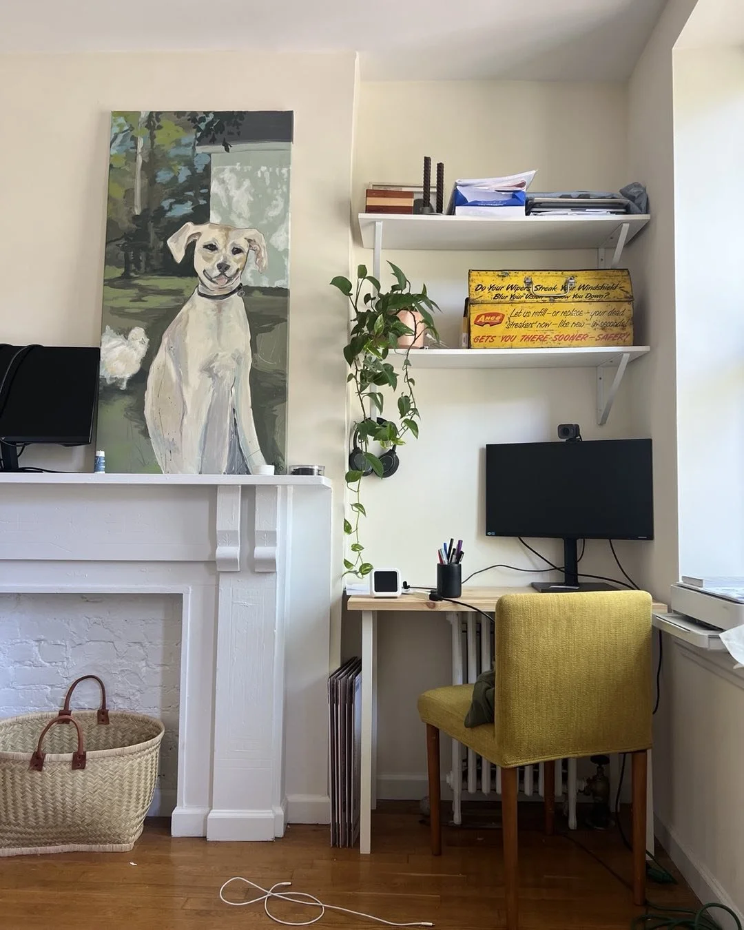 Ruth &amp; Pinkie

🖤 #chickenpainting #silkiechicken #petportraits #interiors #interiorart #dogportrait #dogpainting #silkiepainting