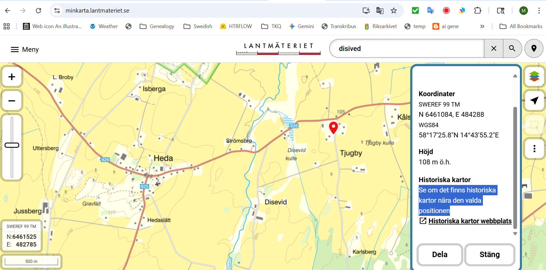 Smallpox in Sweden; Lantmäteriet Maps