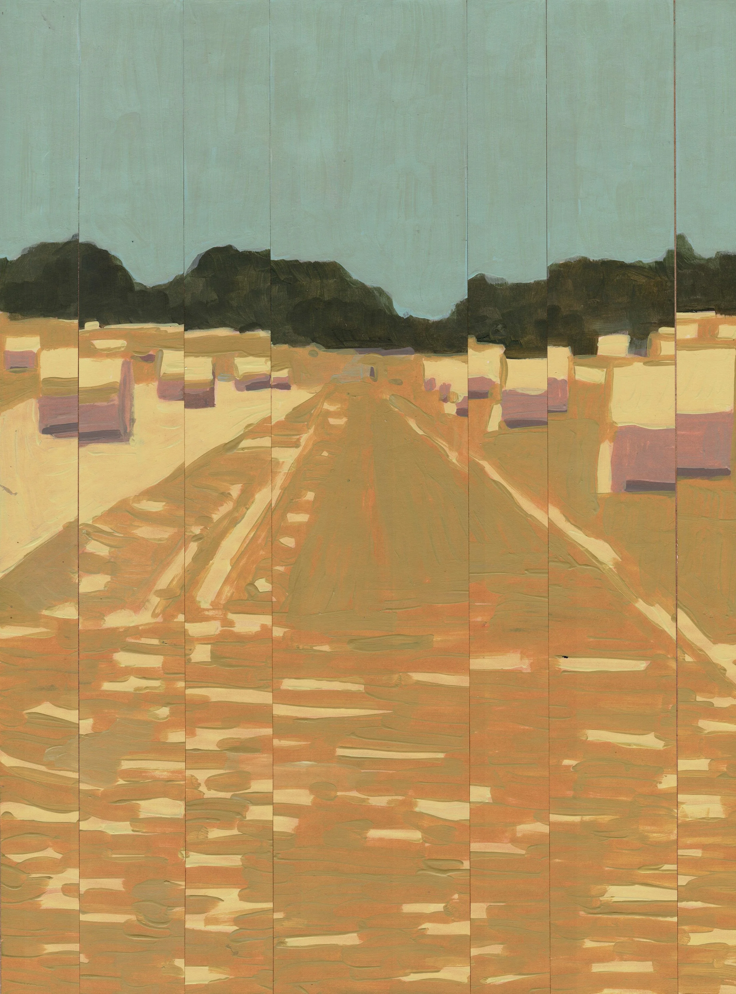 
Rolled Rows I — 2026  
Collage of acrylics on paper
40 x 30 x 2,5 cm