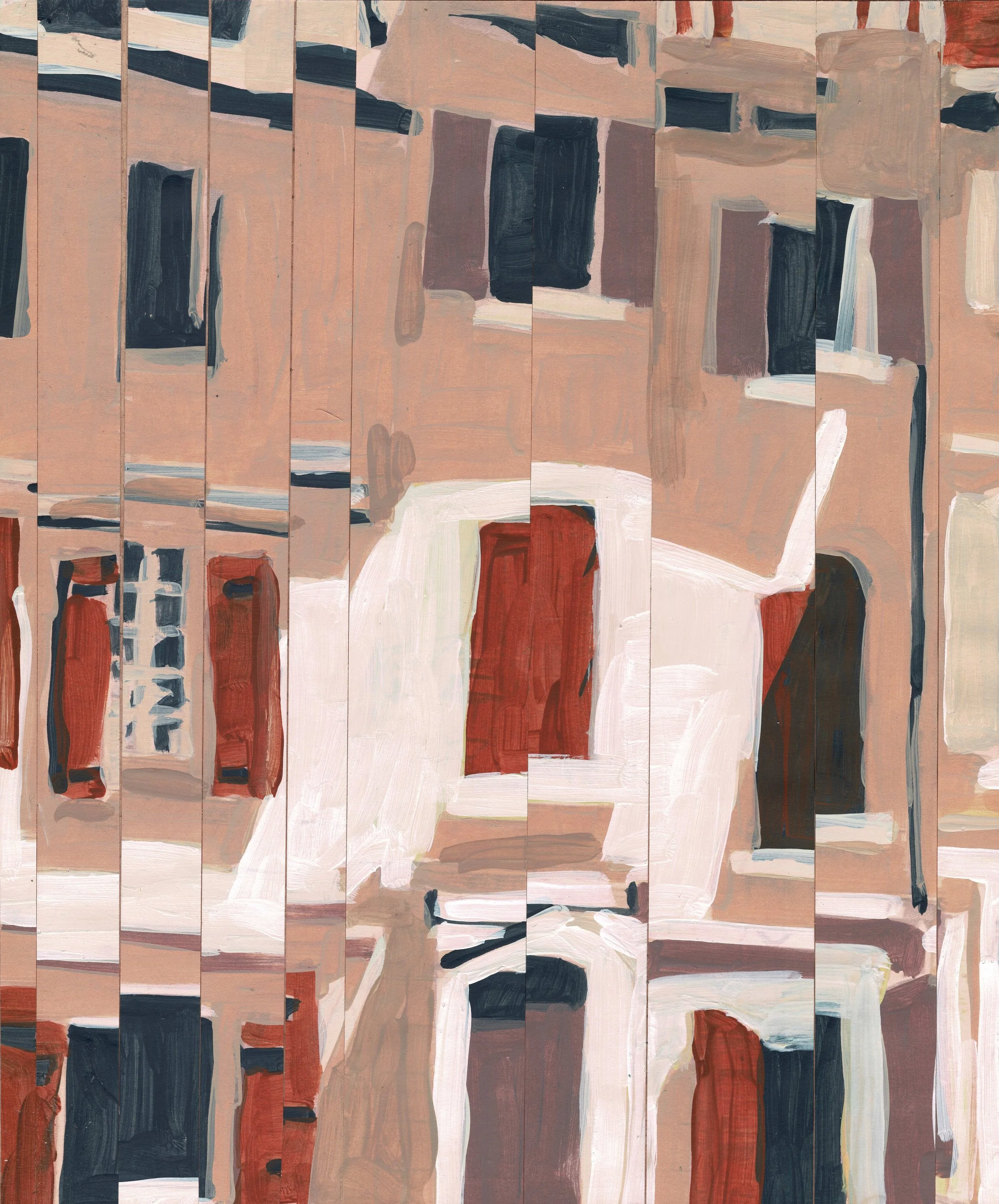 
Fragmented Front — 2026  
Collage of acrylics on paper
30 x 25 x 2,5 cm