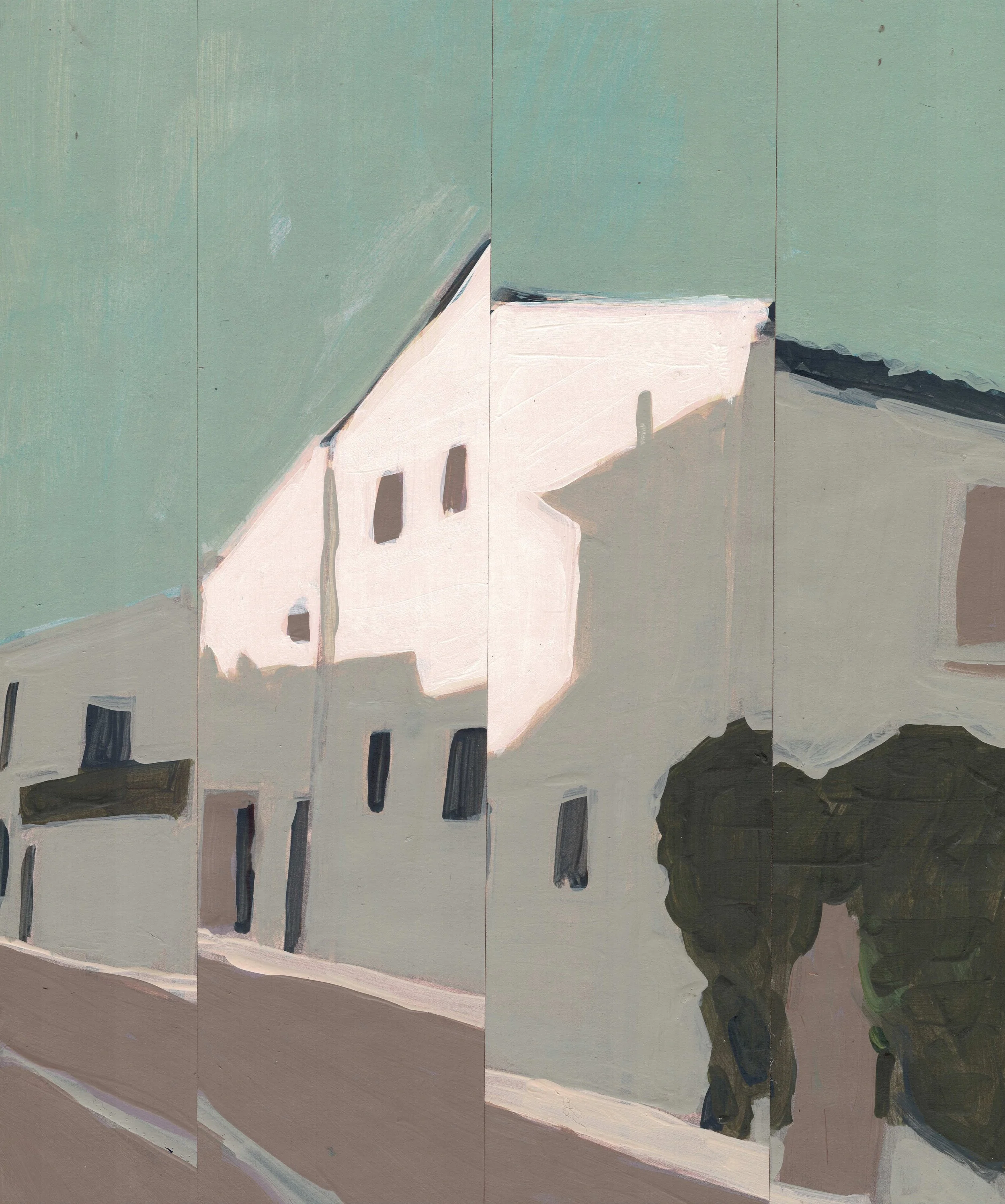 Shadow of a house on anther house in a small street in Provence, France.