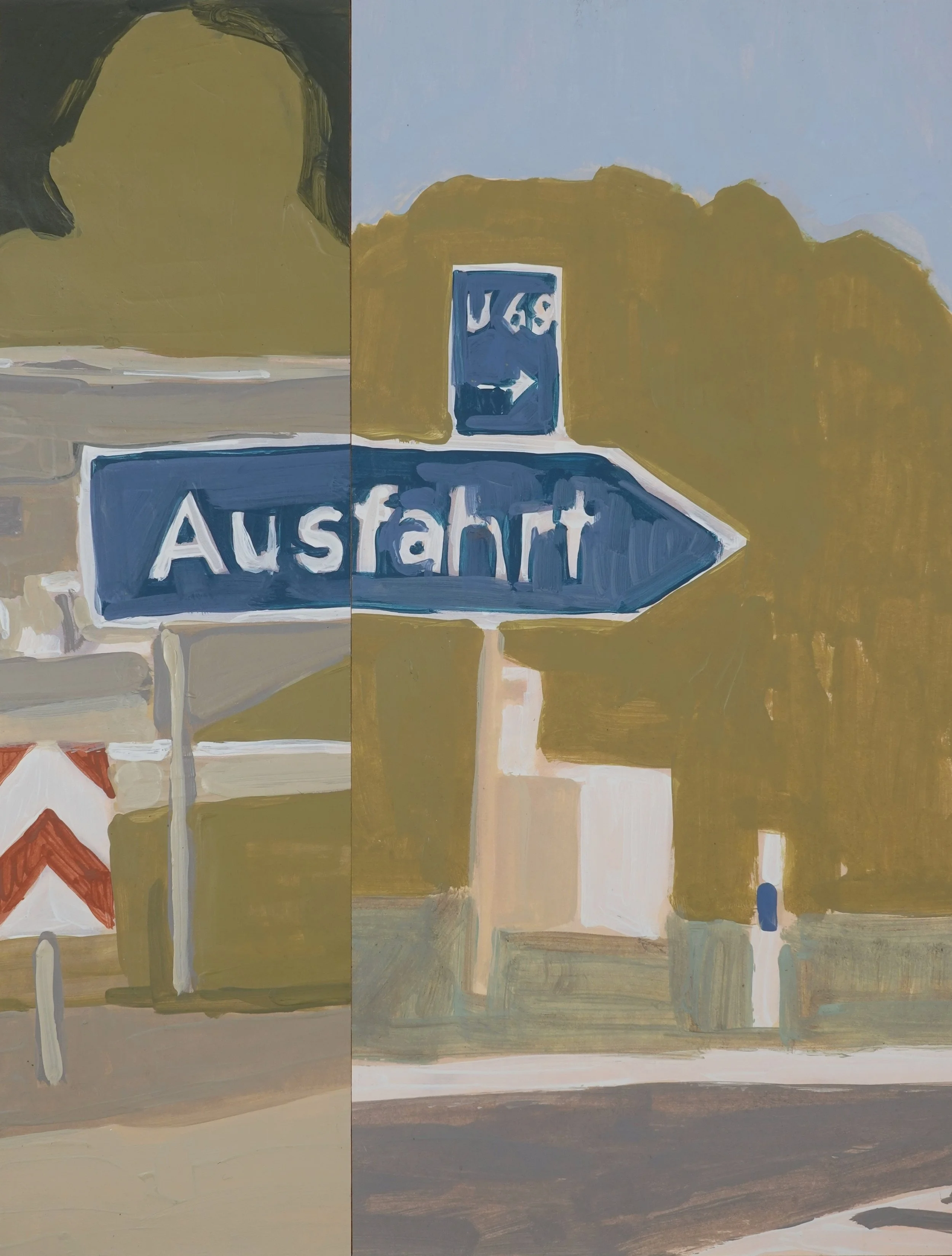 

Ausfahrt — 2026
Collage, acrylics on faded photo, artist frame
40 x 30 cm