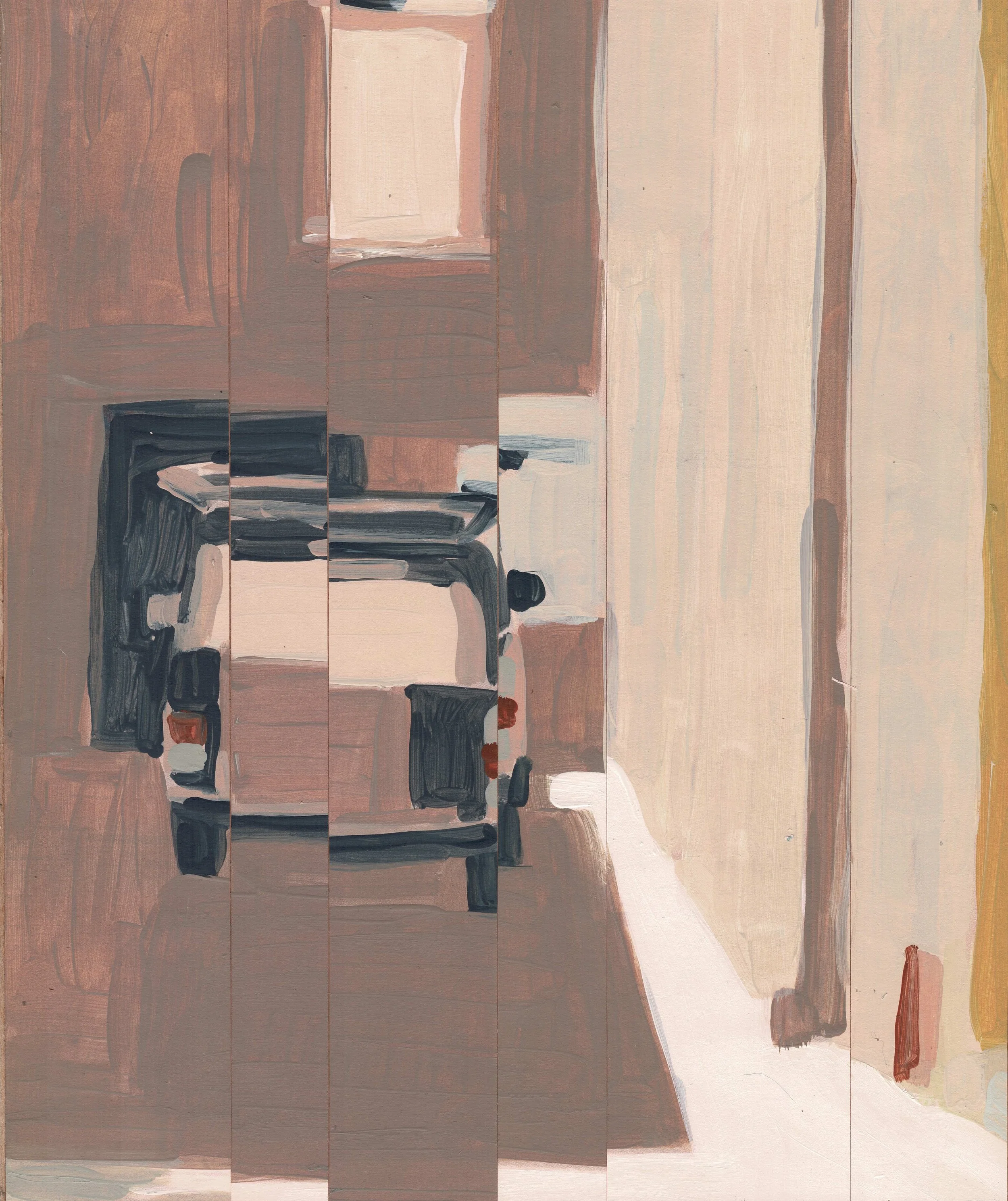 
Domestic Delivery — 2026  
Collage of acrylics on paper
30 x 25 x 2,5 cm