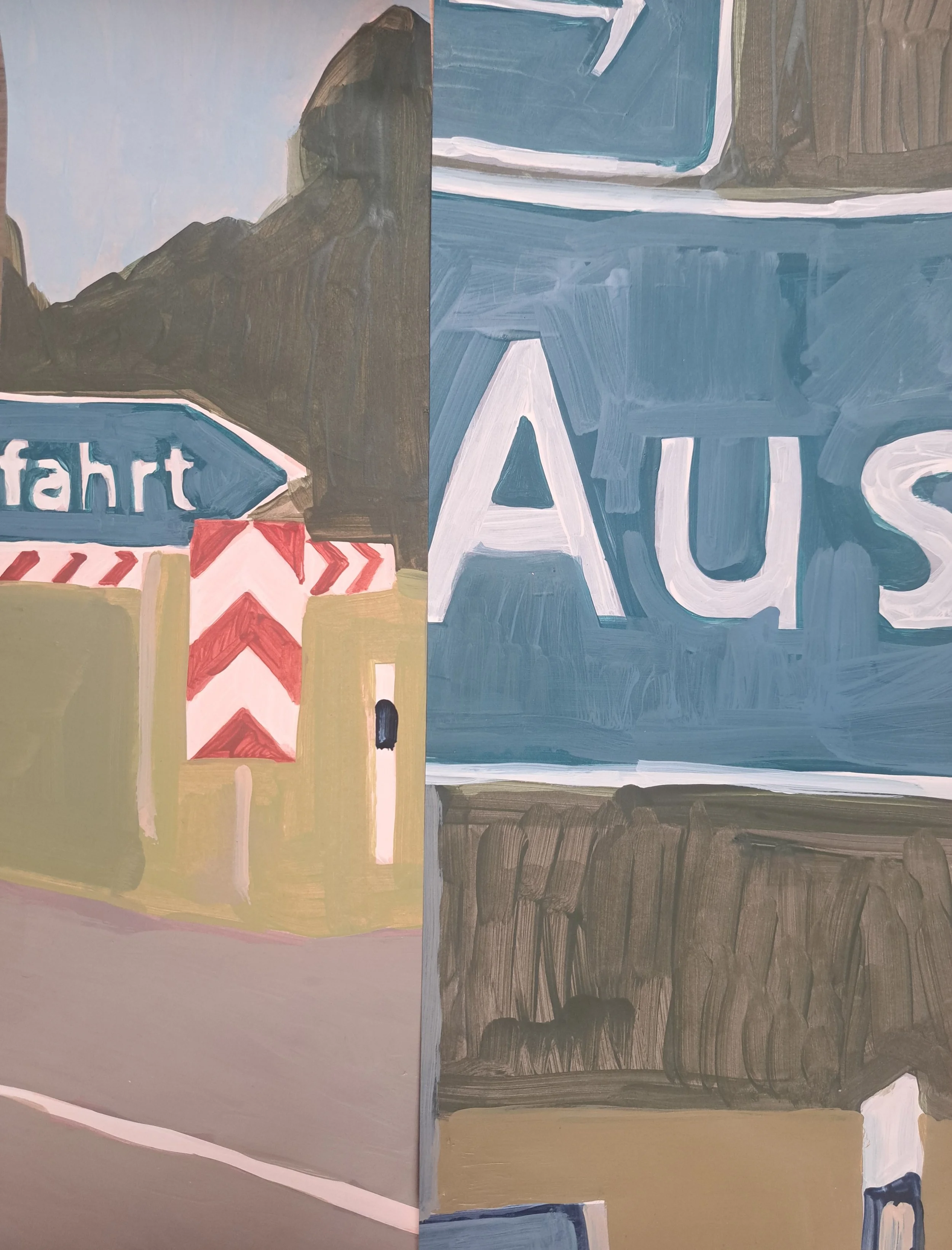 

fahrt Aus — 2026
Collage, acrylics on faded photo, artist frame
40 x 30 cm