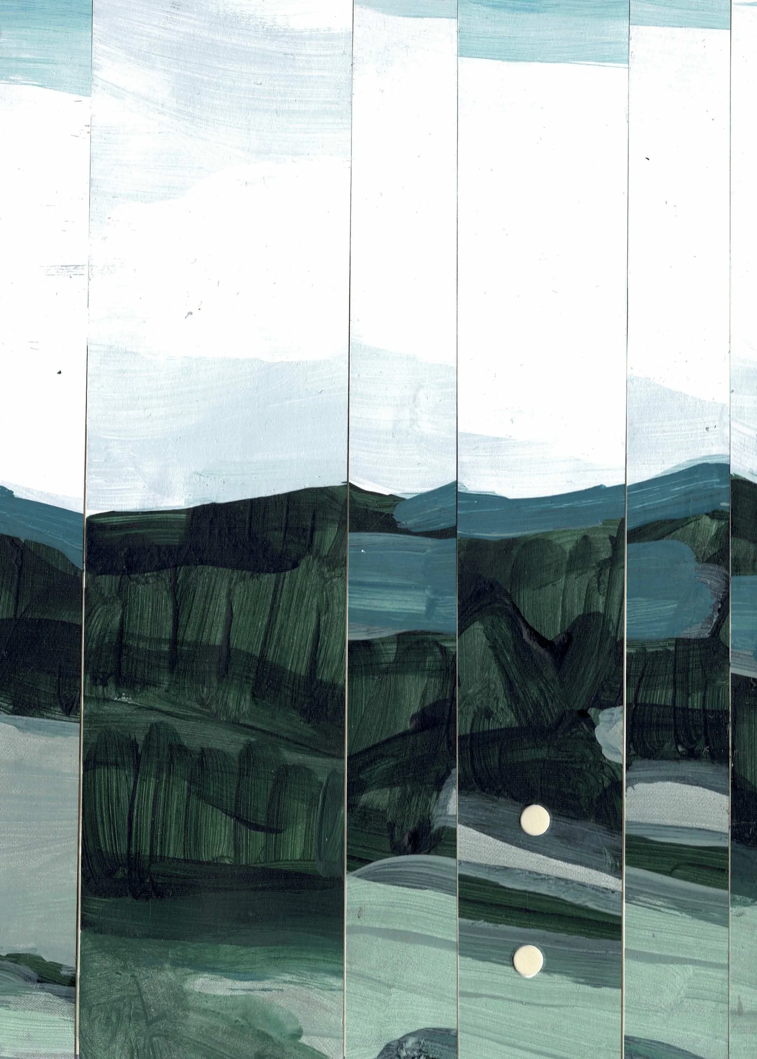 
Greetings from Kufstein — 2026  
Collage of acrylics on paper, on a postcard
10.5 x 14.8 cm