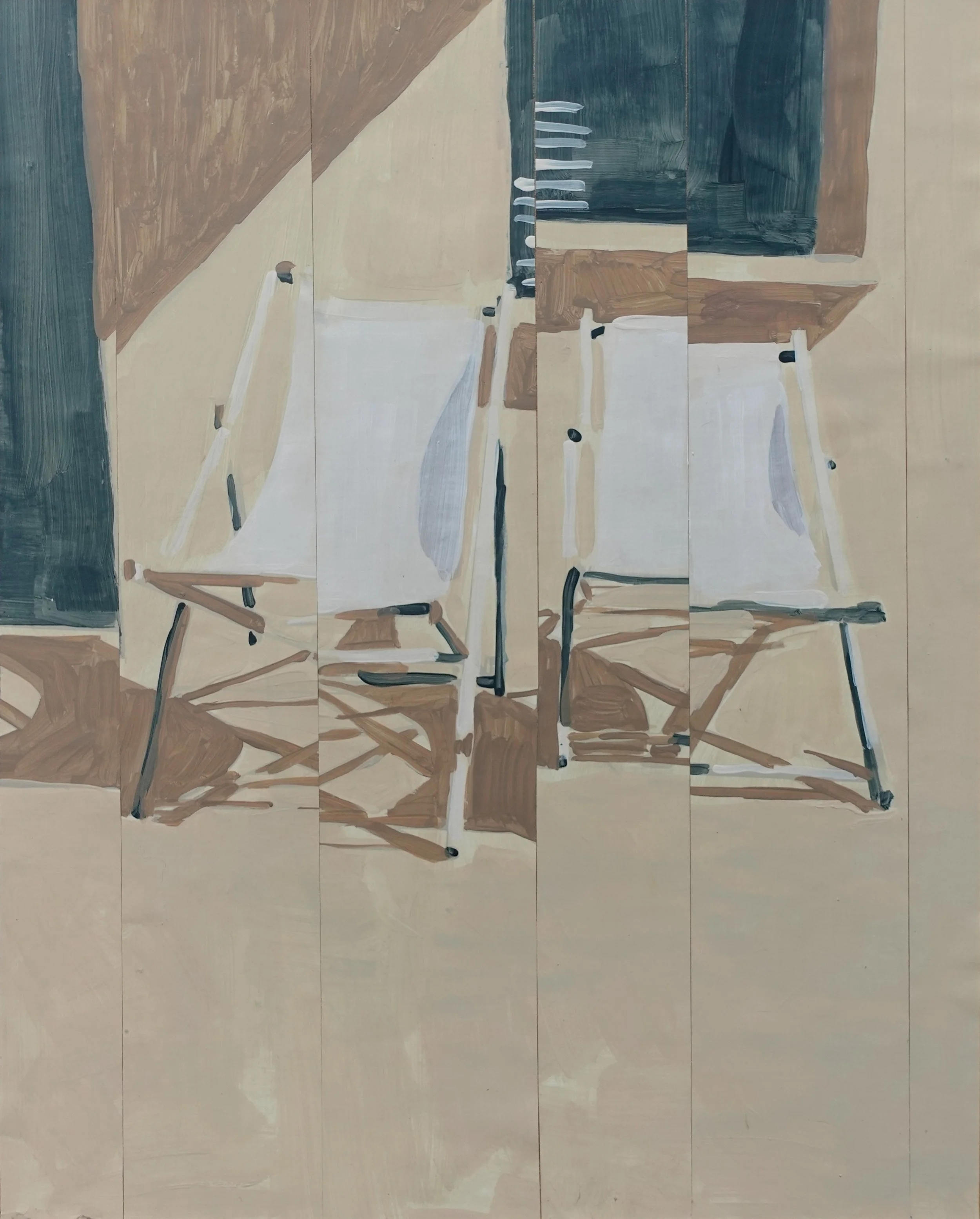 
Restful Row IV — 2026  
Collage of acrylics on paper
50 x 40 x 2 cm