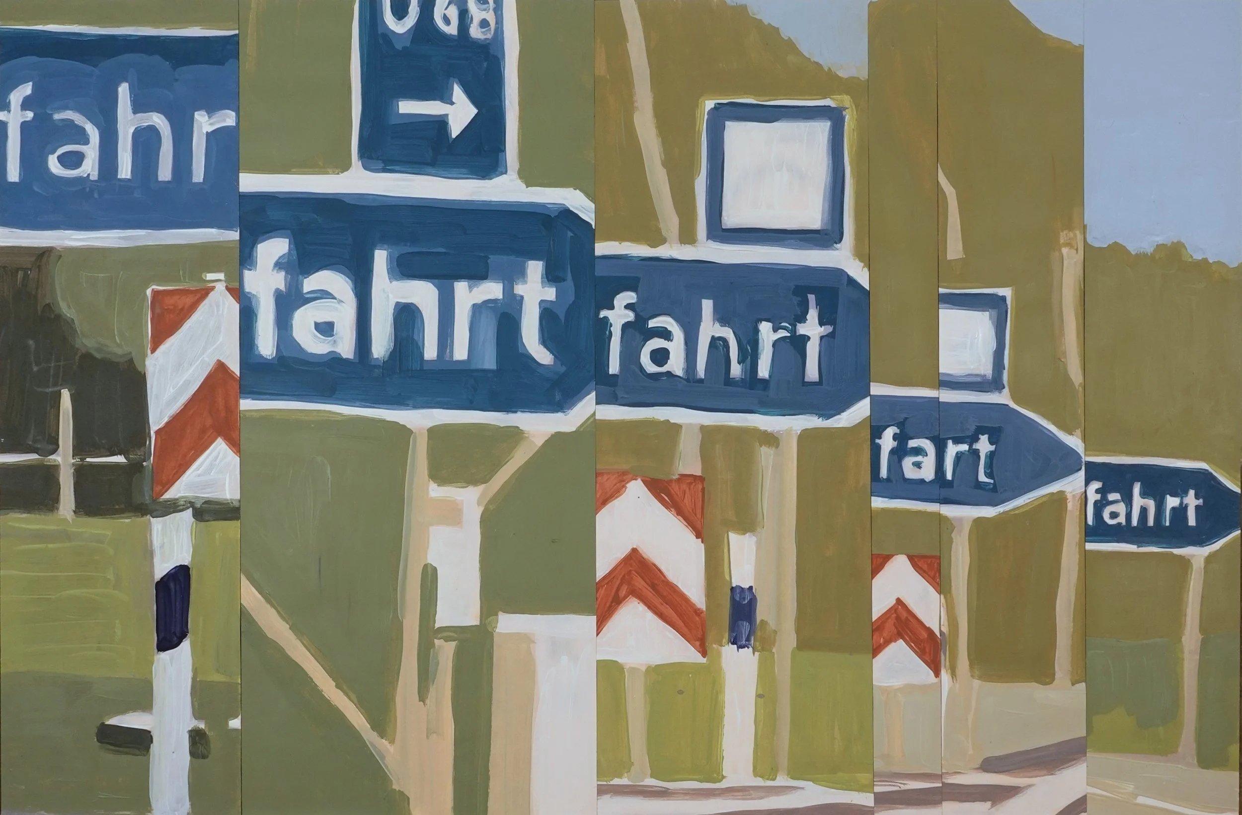 

fahr fahrt fahrt fart fahrt — 2026
Collage, acrylics on faded photo, artist frame
40 x 60 cm