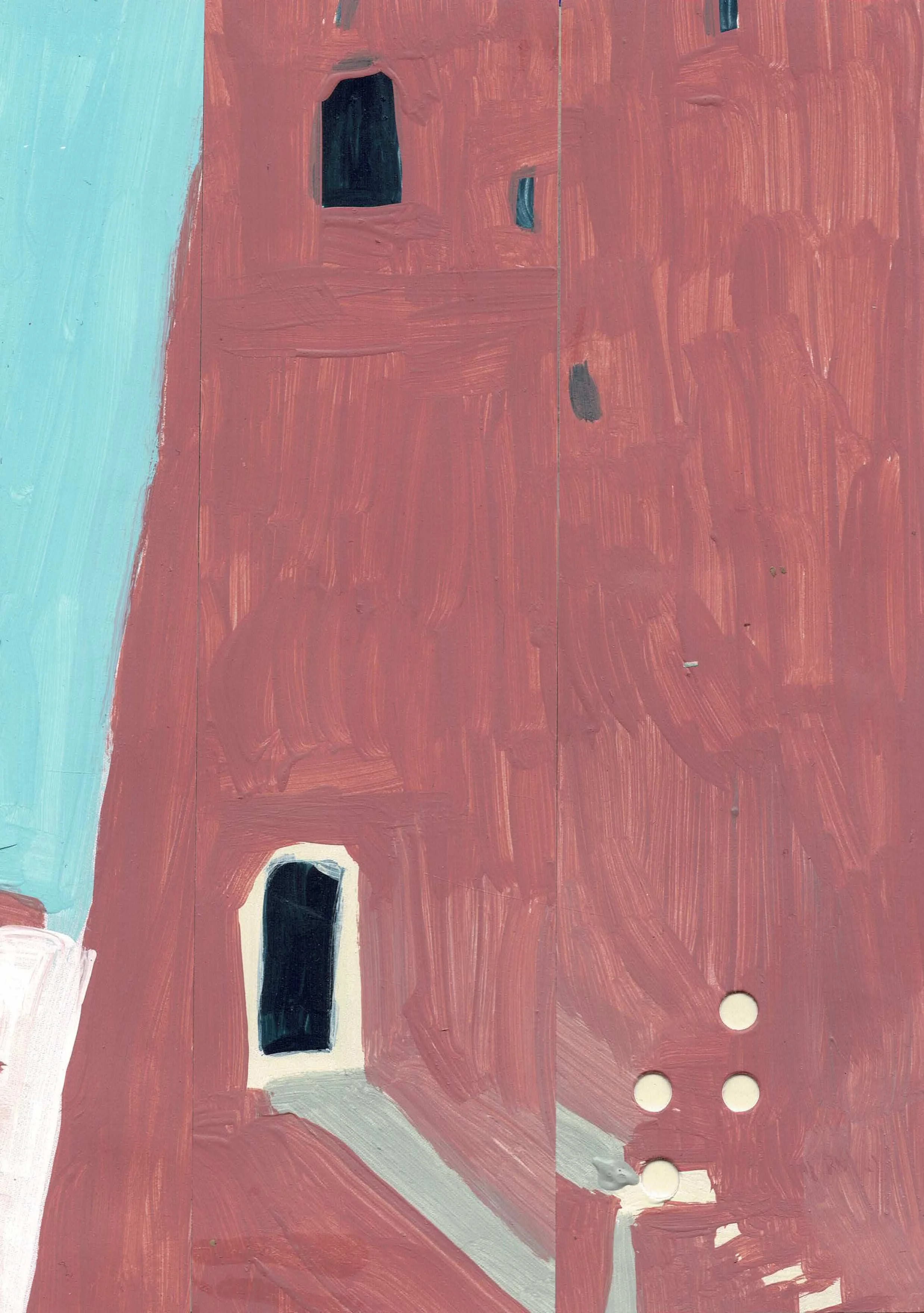 
Greetings from Torrent — 2026  
Collage of acrylics on paper, on a postcard
10.5 x 14.8 cm