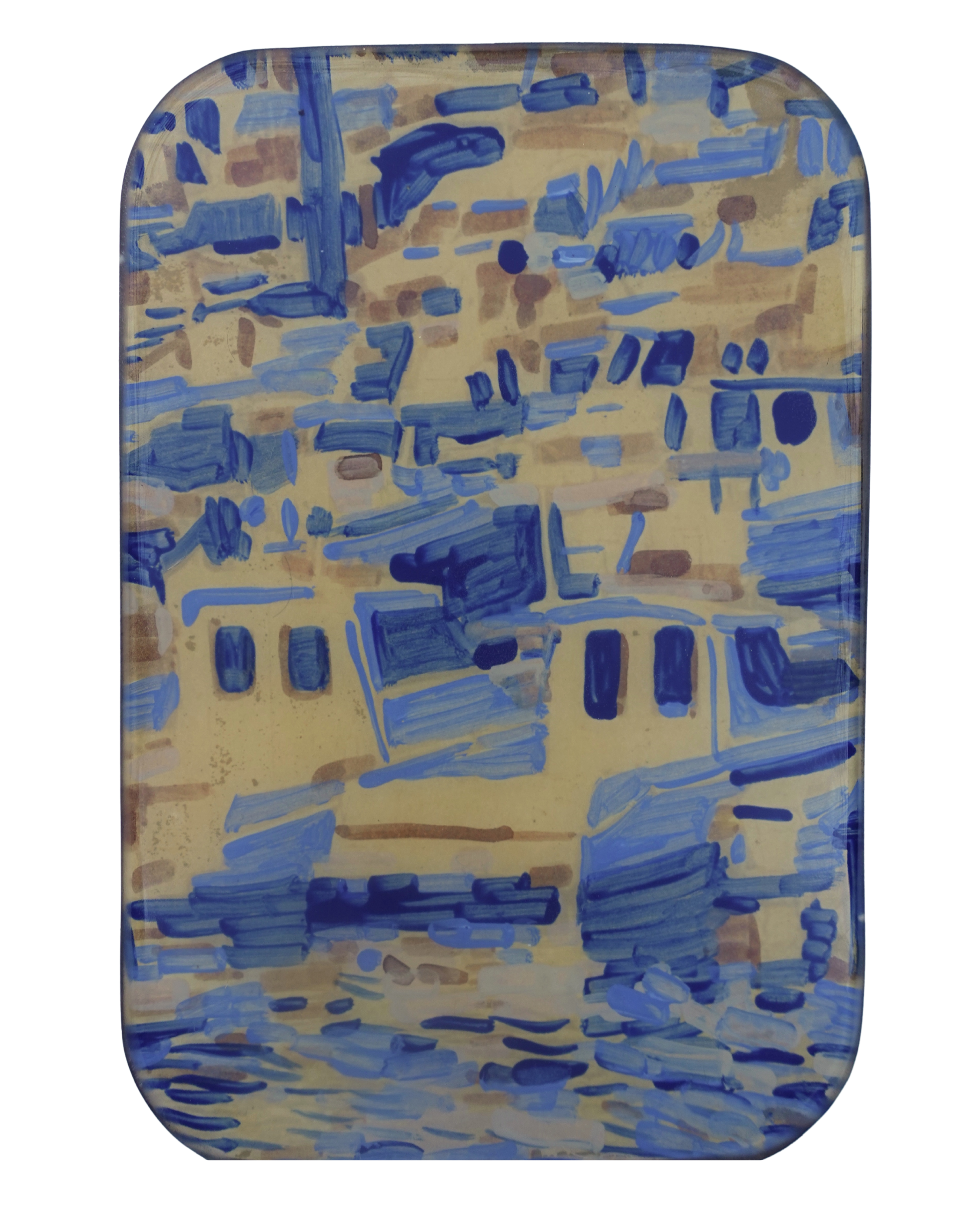
Bilboats IV — 2026 
Paper, acrylics and epoxy on a wooden panel 
24 x 16 x 4 cm