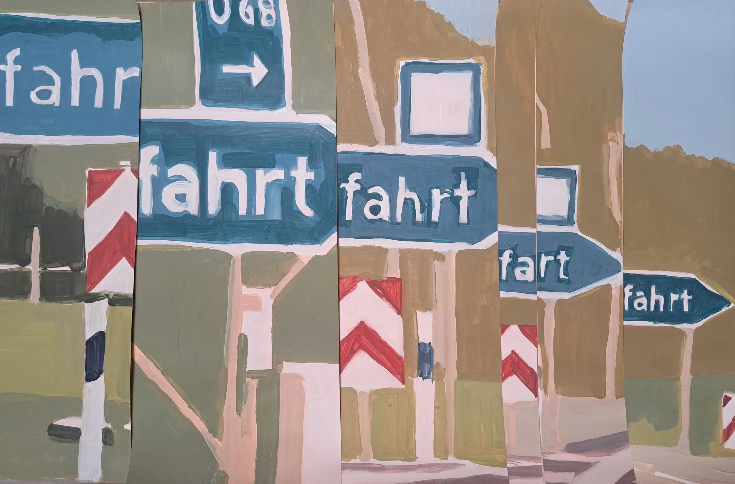 

fahr fahrt fahrt fart fahrt — 2026
Collage, acrylics on faded photo, artist frame
40 x 60 cm