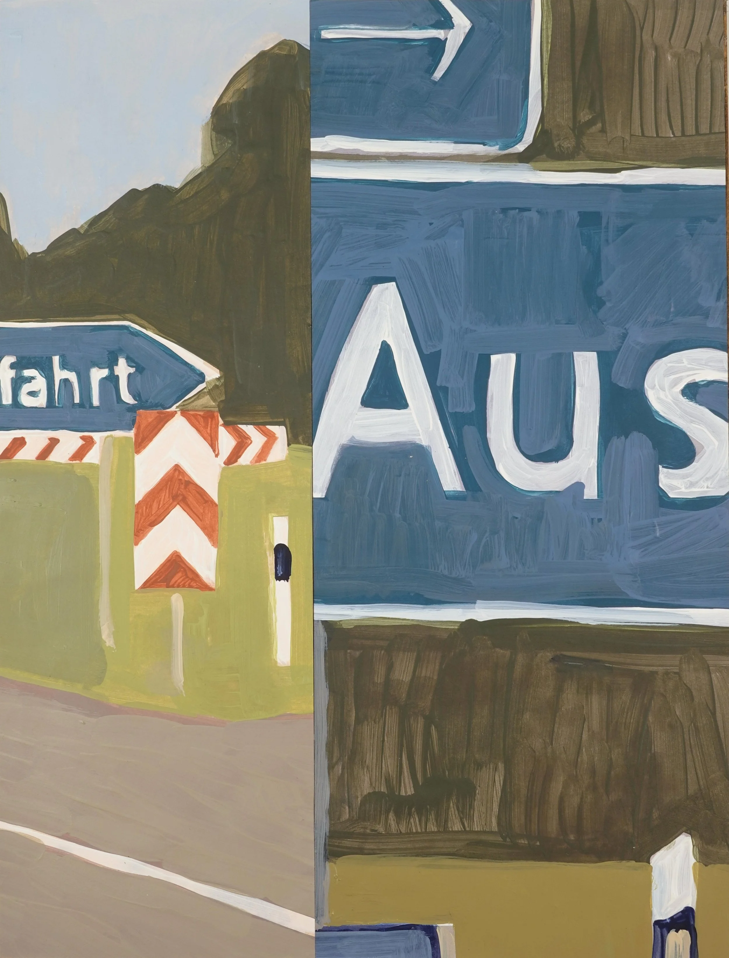 

fahrt Aus — 2026
Collage, acrylics on faded photo, artist frame
40 x 30 cm