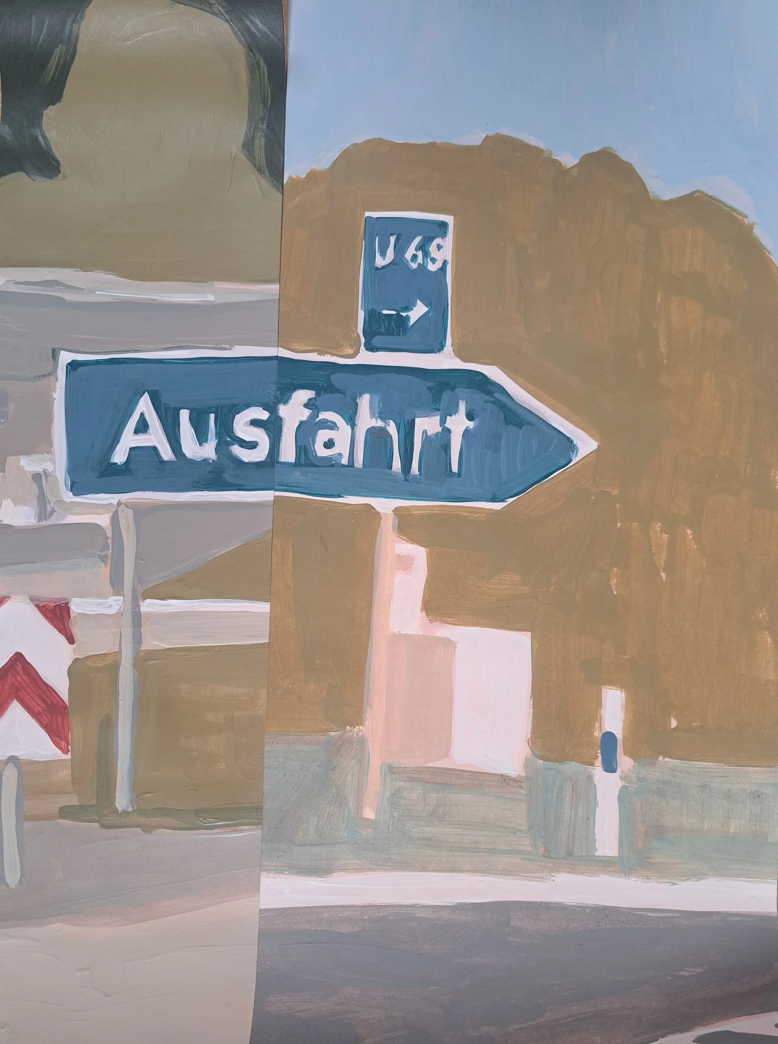 

Ausfahrt — 2026
Collage, acrylics on faded photo, artist frame
40 x 30 cm