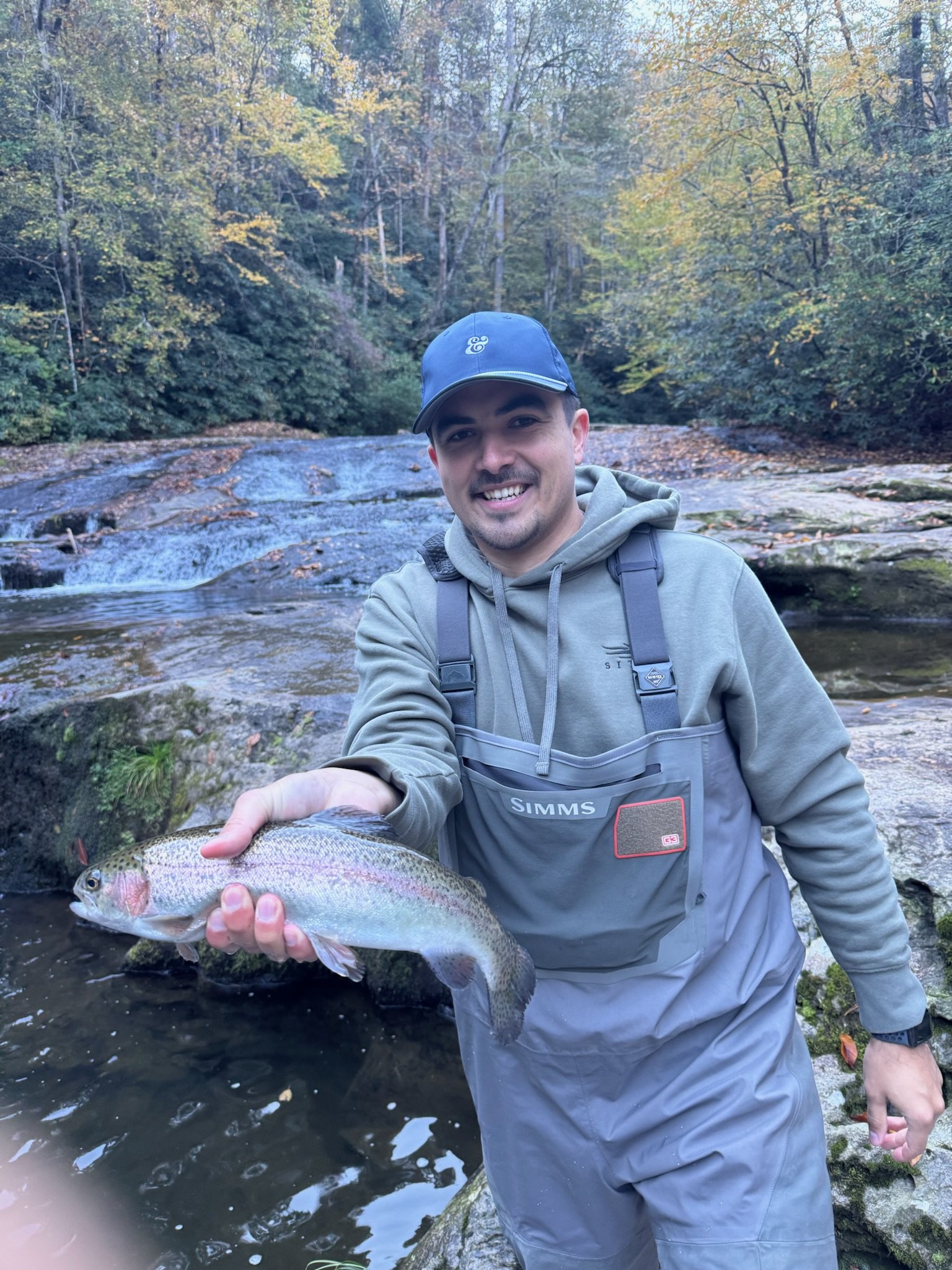 Blake on a fly-fishing trip with work