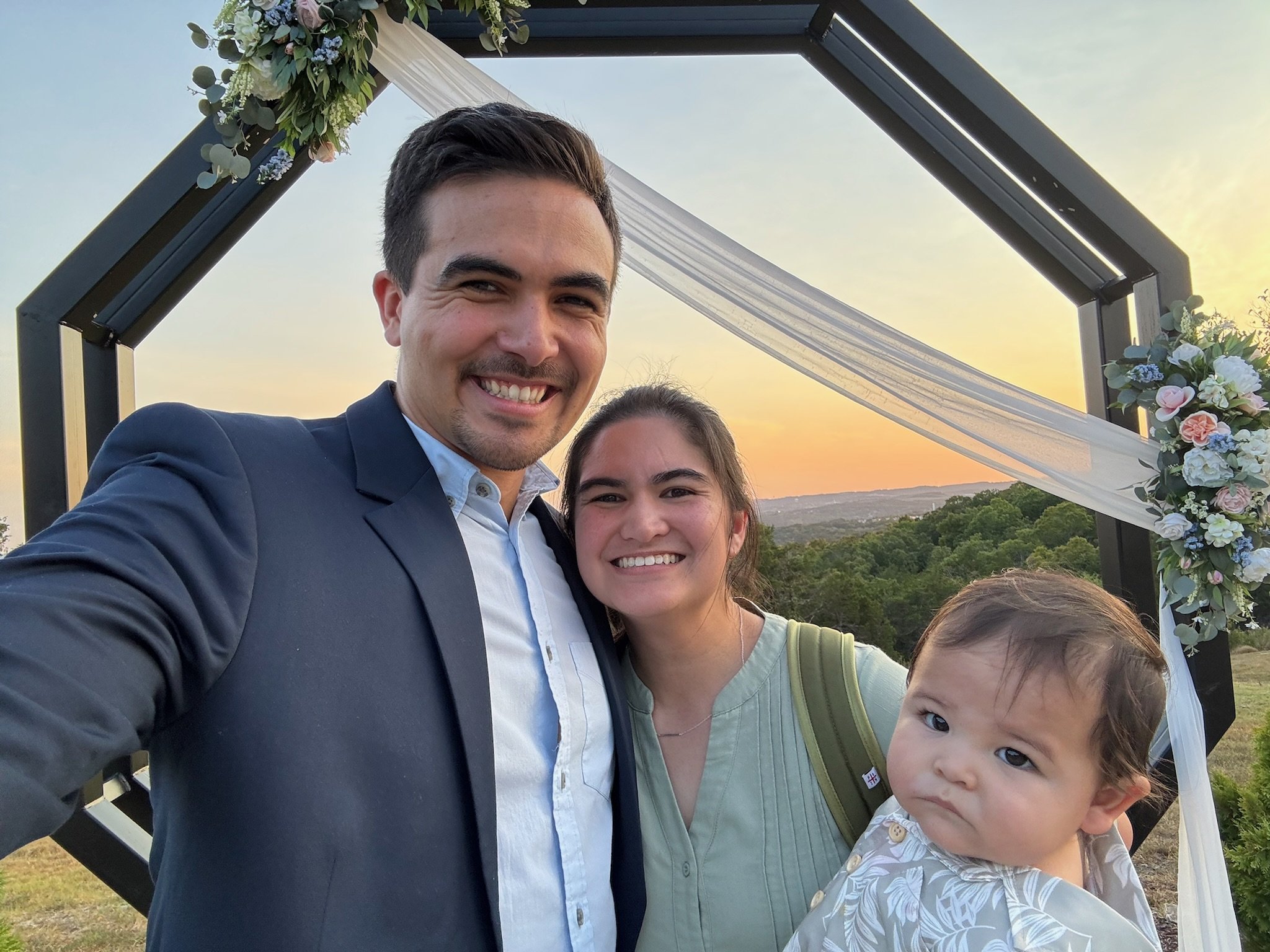Family selfie at Trevor + Shay's wedding