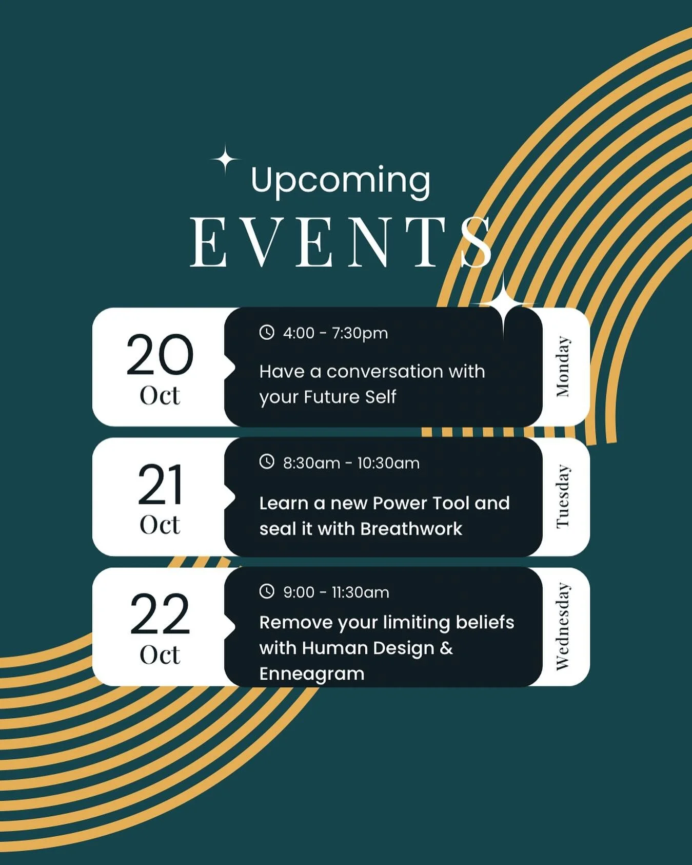If these events sound intriguing and much needed, then check out our Aligned Power Retreat! This is a preview of our agenda, to be held at Hermosa Inn on October 20 - 22. Link to register is in my bio - Hurry, registration closes soon!!