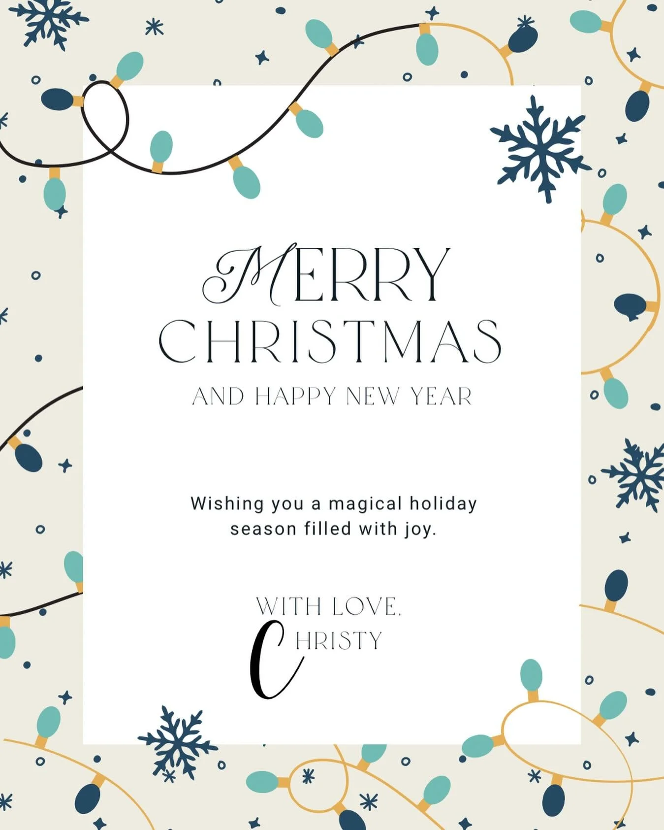 Merry Christmas and Happy Holidays to all. I am so happy and grateful you are here on IG with me! 

Be present and enjoy time for yourself!

-Christy