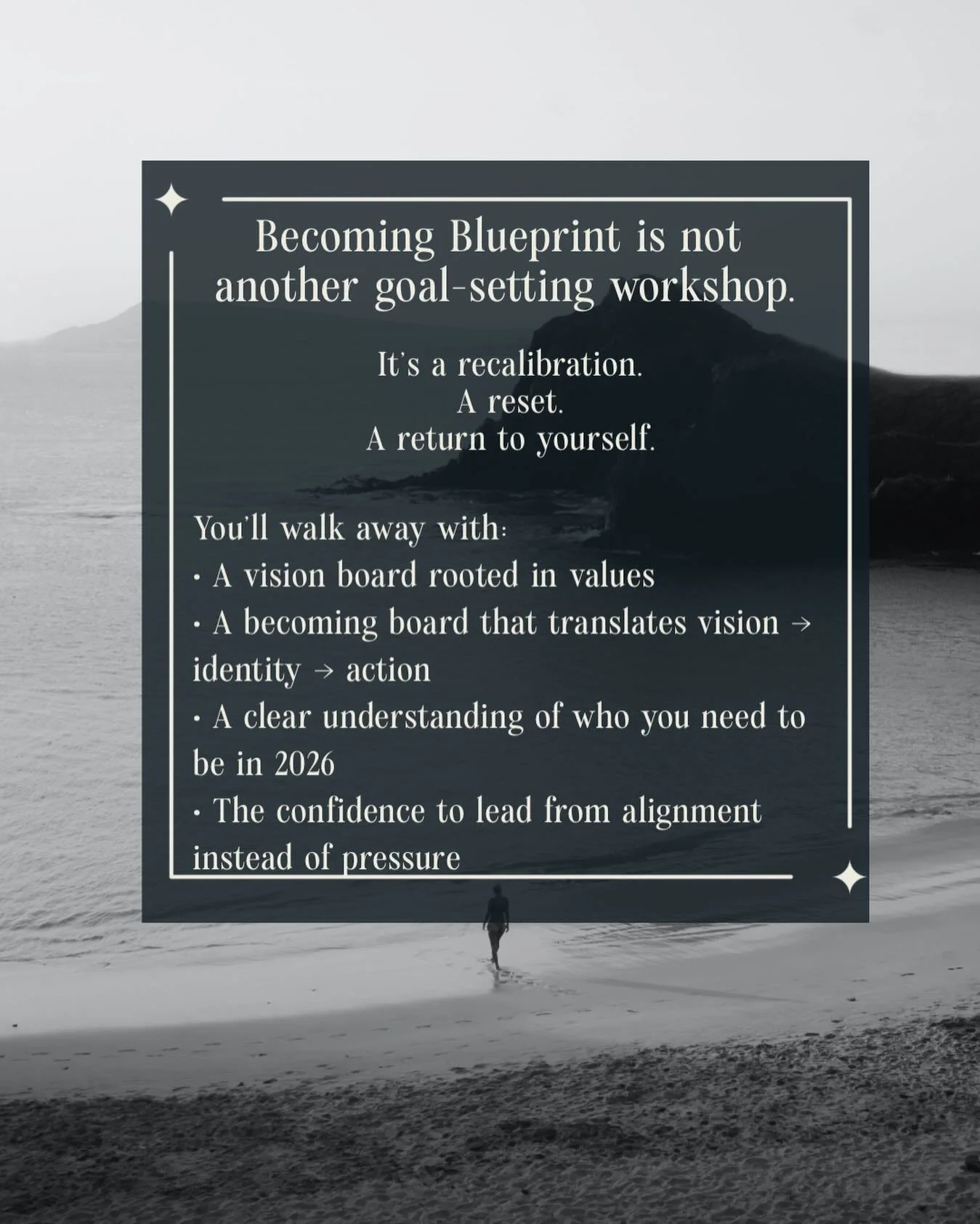 In this live, virtual half-day retreat, you&rsquo;ll step out of the noise and into clarity. Over four guided hours, you&rsquo;ll connect with your deepest priorities and design the year ahead with purpose, structure, and soul.

You&rsquo;ll walk awa