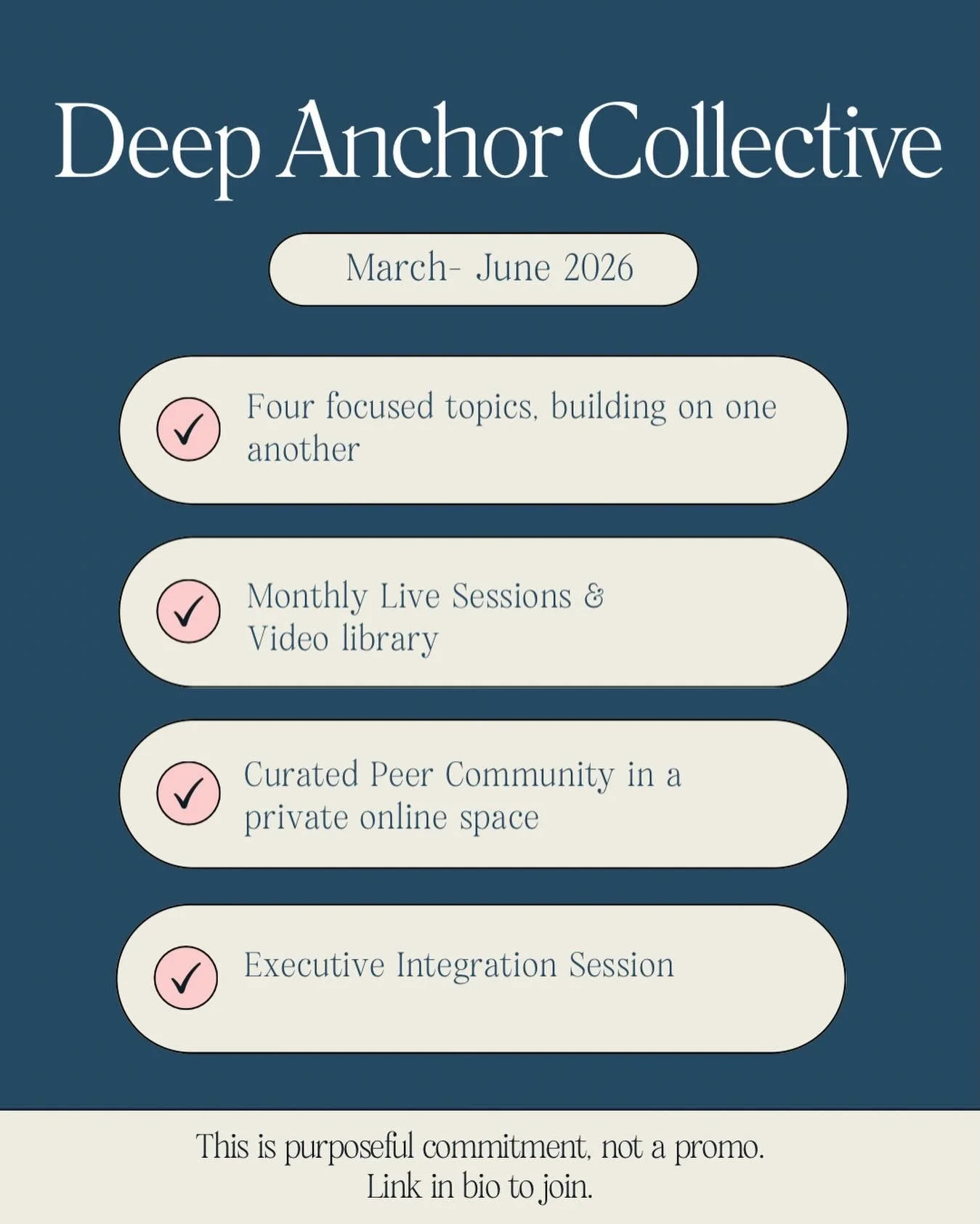 Deep Anchor Collective was created for leaders like you. It&rsquo;s a structured space to pause with intention, examine how you&rsquo;re operating, and reconnect with the core of your leadership alongside peers who understand the complexity you carry