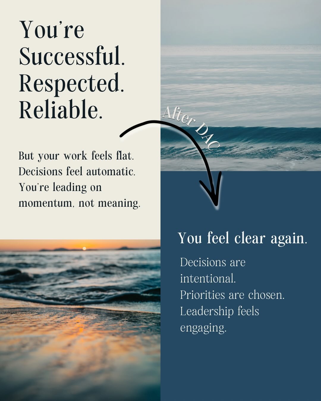 Before and after isn&rsquo;t about becoming someone new.
It&rsquo;s about returning to the leader you were before everything got heavy.

Before the drift.
Before the isolation.
Before everything depended on you.
Most leaders don&rsquo;t need more pre