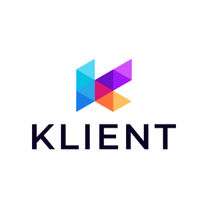 Abstract geometric logo with the word 'KLIENT' below.