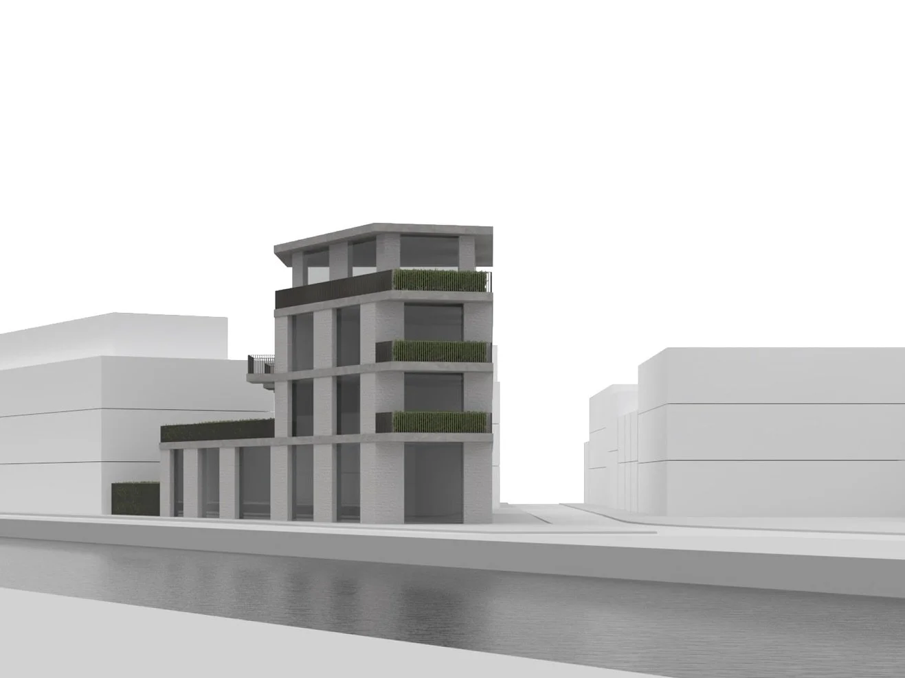 Early design concept for a contemporary apartment block in Belgium.

#Architecture #ArchitecturalDesign #DesignConcept #UrbanLiving #ContemporaryArchitecture #BelgiumArchitecture #ApartmentDesign #ModernLiving #ResidentialArchitecture #CanalSideLivin