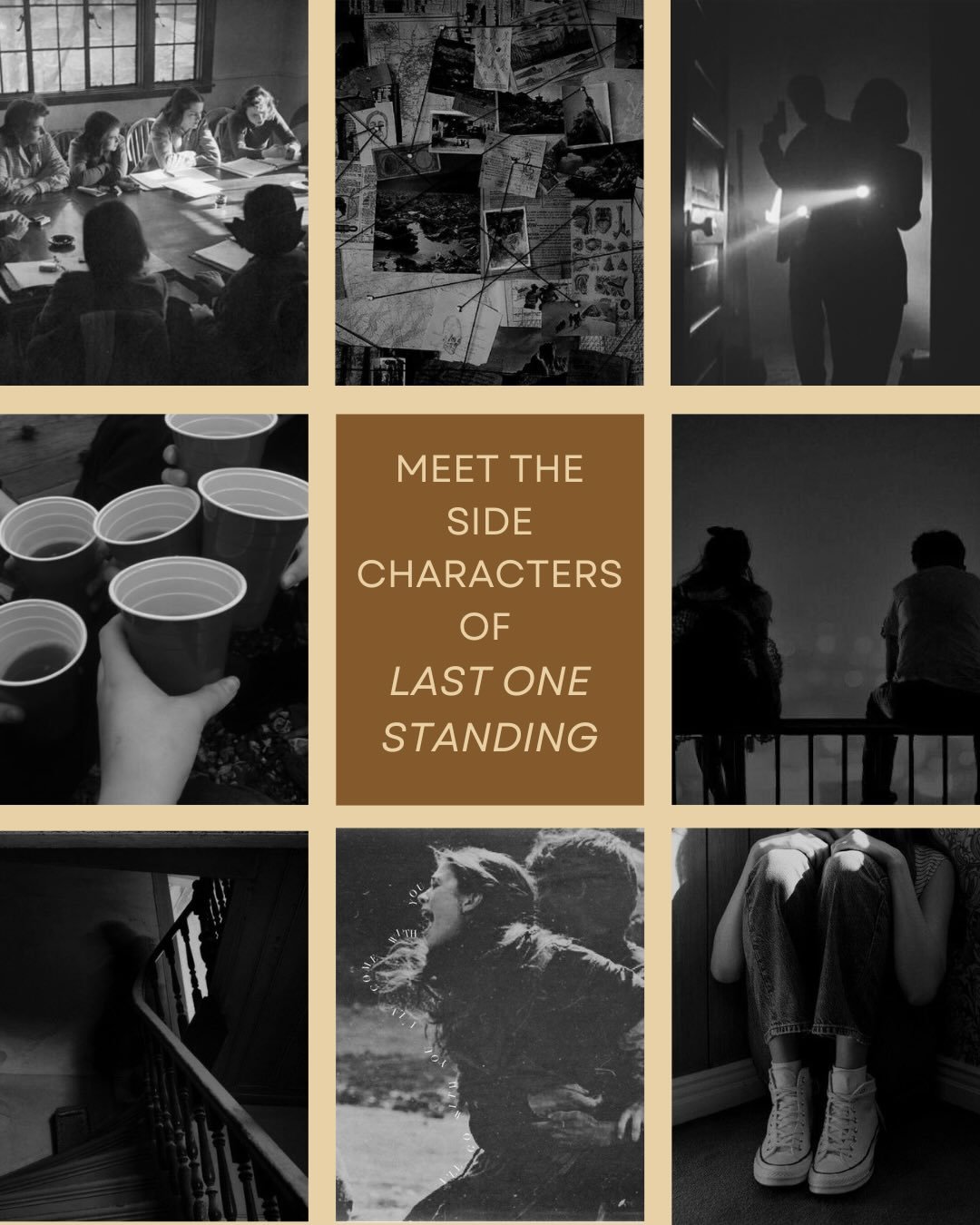 I was going to put fun facts by their pictures but&hellip; I literally can&rsquo;t give ANYTHING away. Meet the side characters of my young adult thriller, LAST ONE STANDING! Who are you most excited to meet? Who do you think will ☠️ first? 🫣🤭